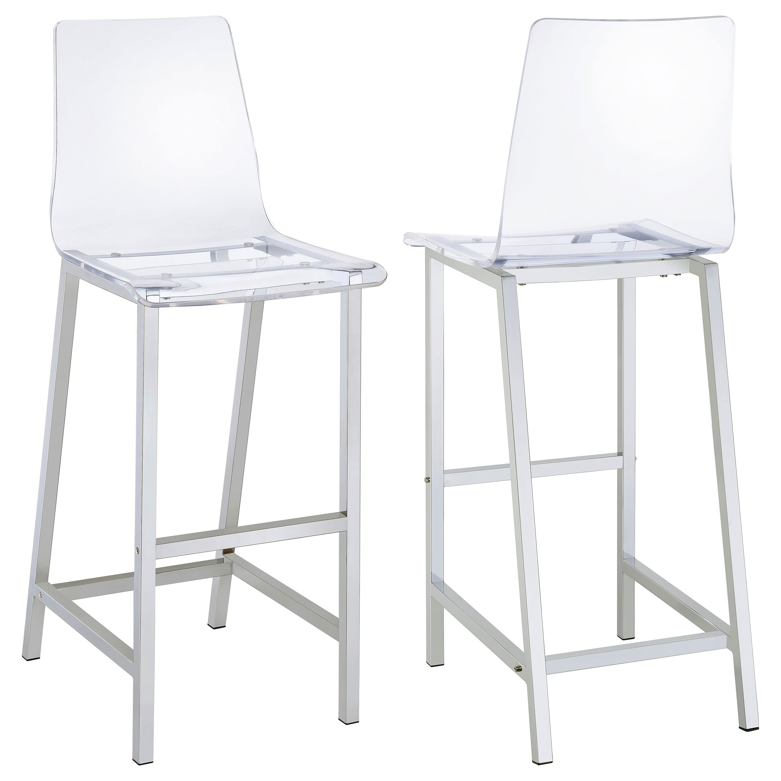 Juelia Clear Acrylic Bar Chair Chrome (Set of 2)-CoasterEssence