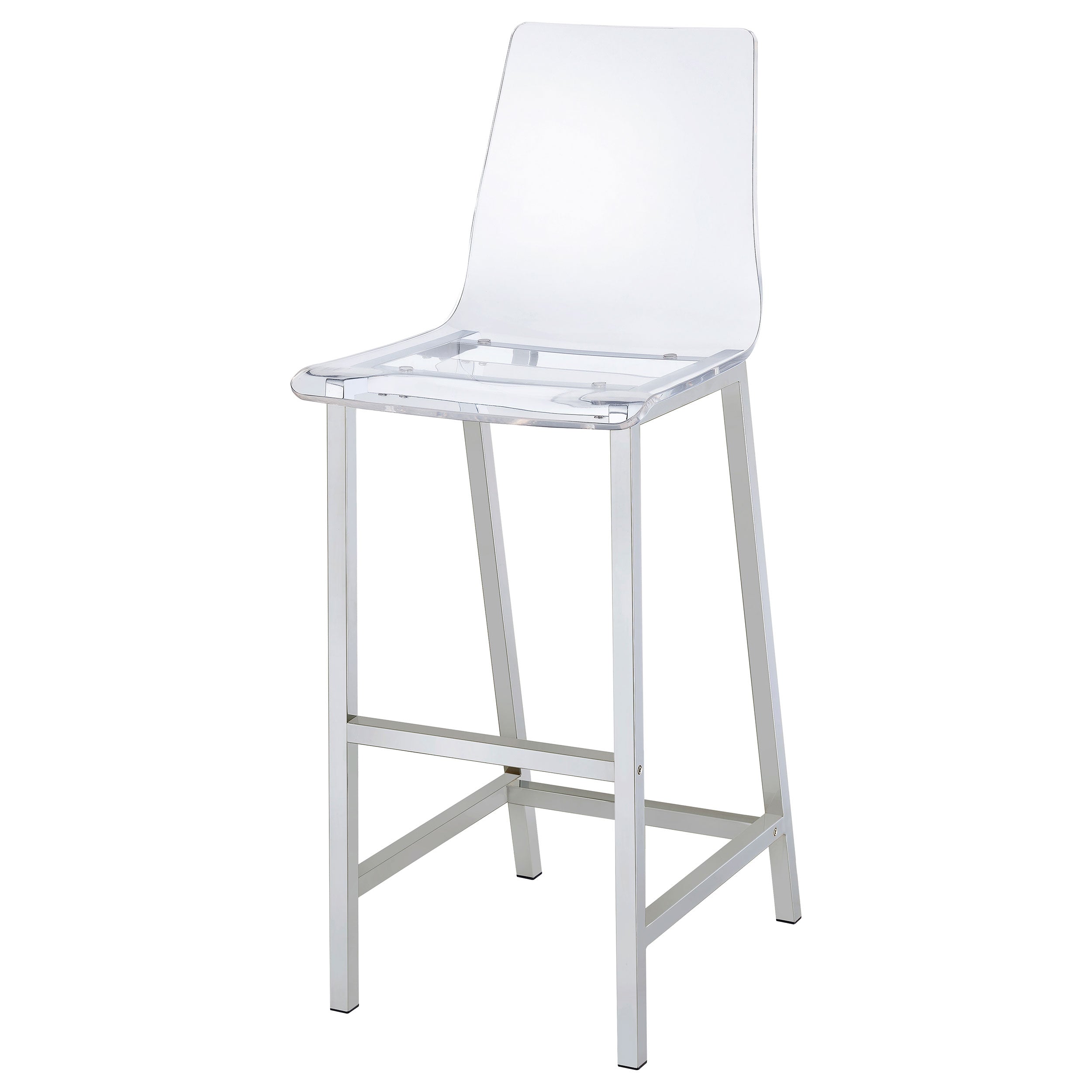 Juelia Clear Acrylic Bar Chair Chrome (Set of 2)-CoasterEssence