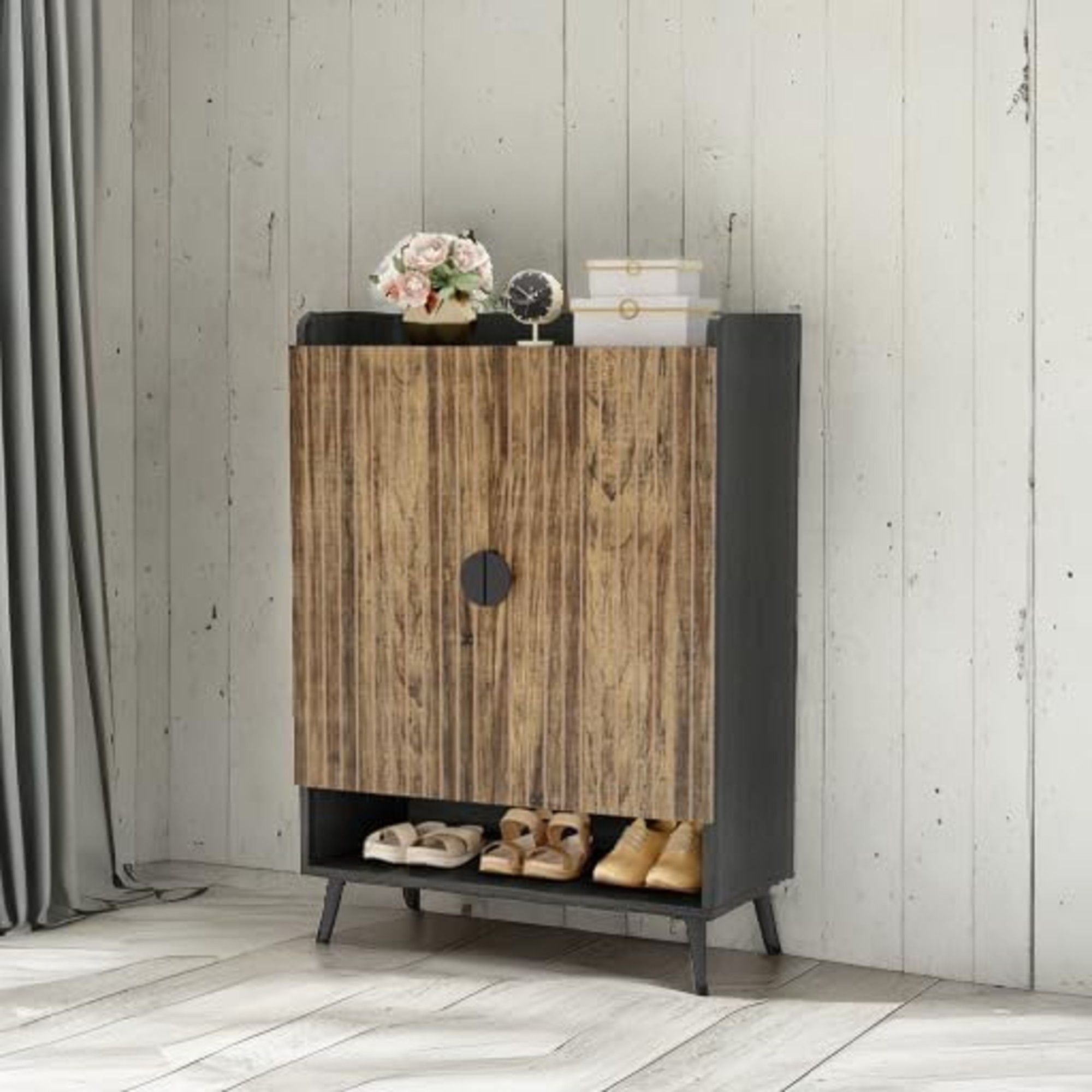 Shoe Cabinet With Doors, 7 Tier Storage Organizer