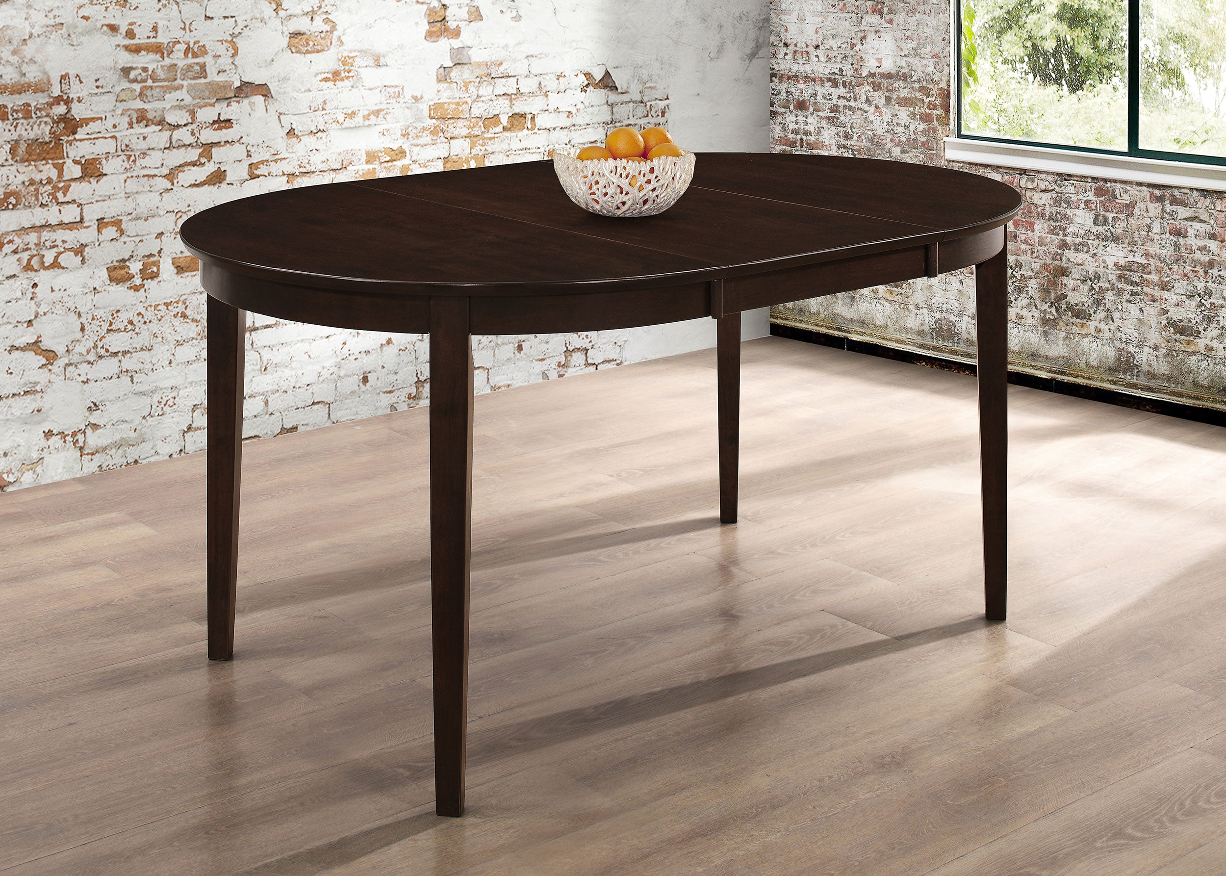 Gabriel Oval 60-inch Extension Leaf Dining Table Cappuccino-CoasterEveryday