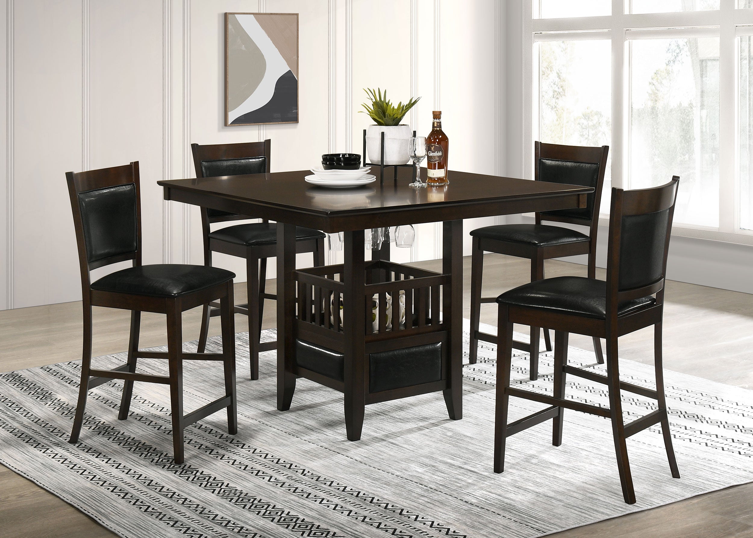 Jaden 5-piece Square Counter Height Dining Set Espresso-CoasterEveryday