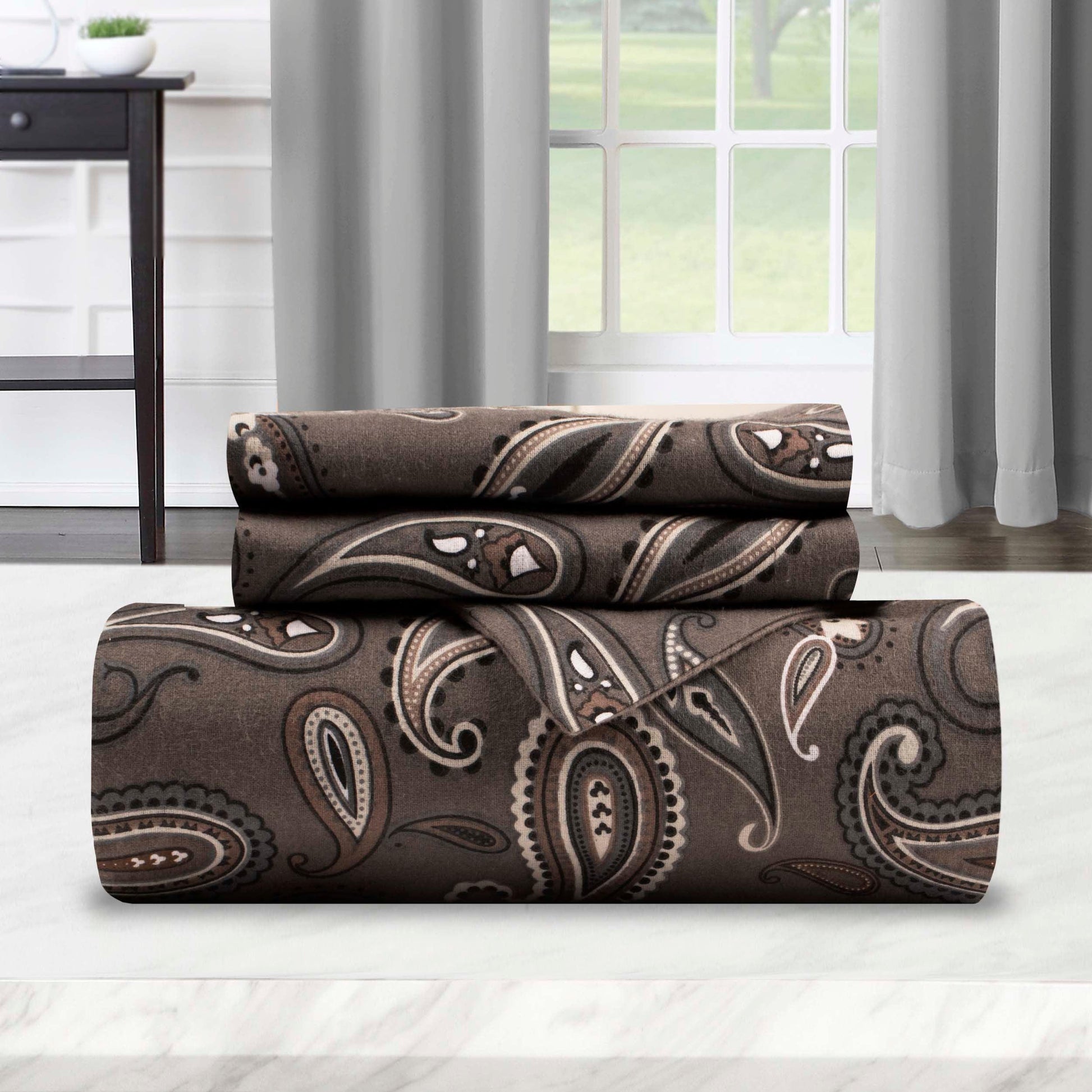 100% Cotton Flannel Paisley Luxury Duvet Cover Set - Duvet Cover Set by Superior Brand