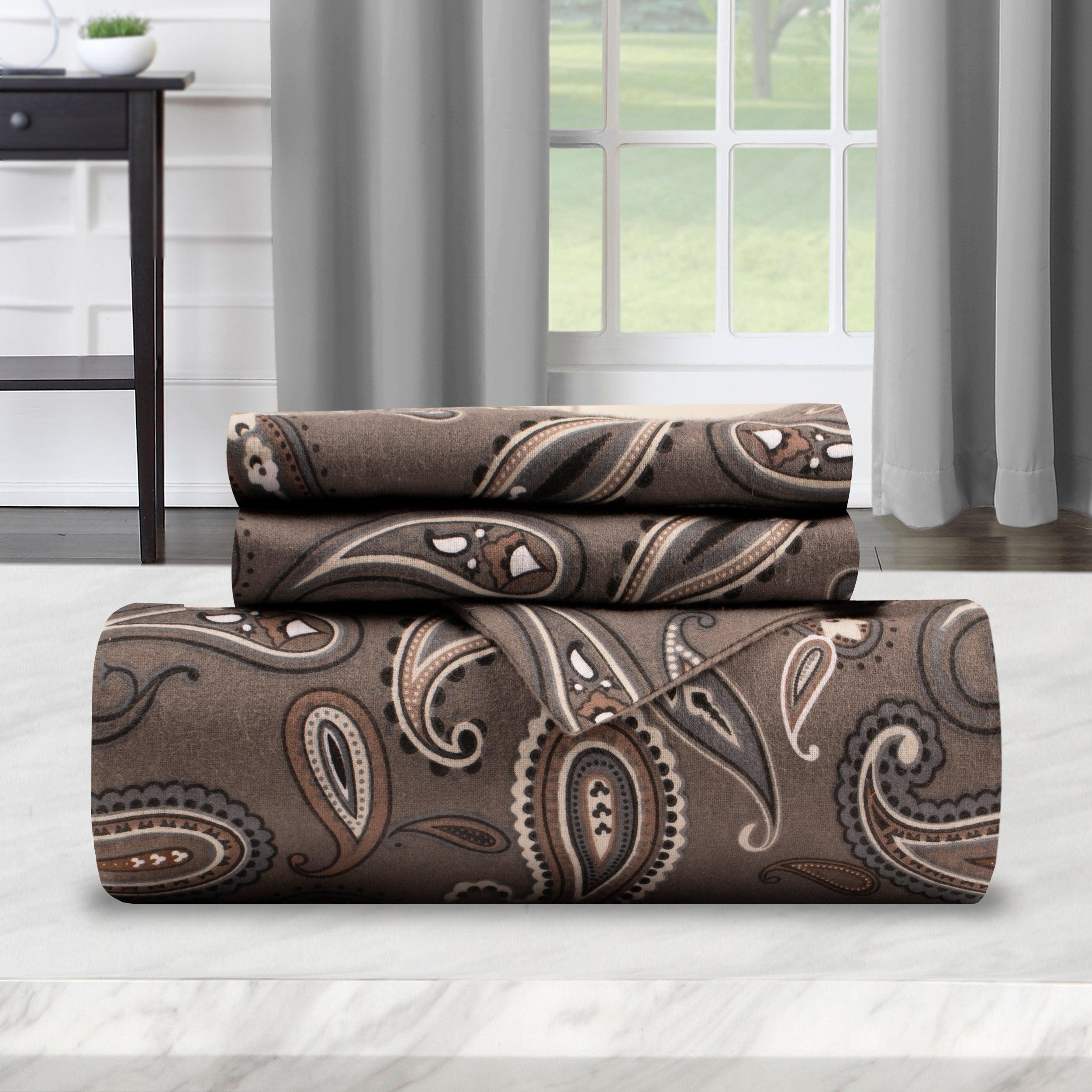 100% Cotton Flannel Paisley Luxury Duvet Cover Set - Duvet Cover Set by Superior Brand