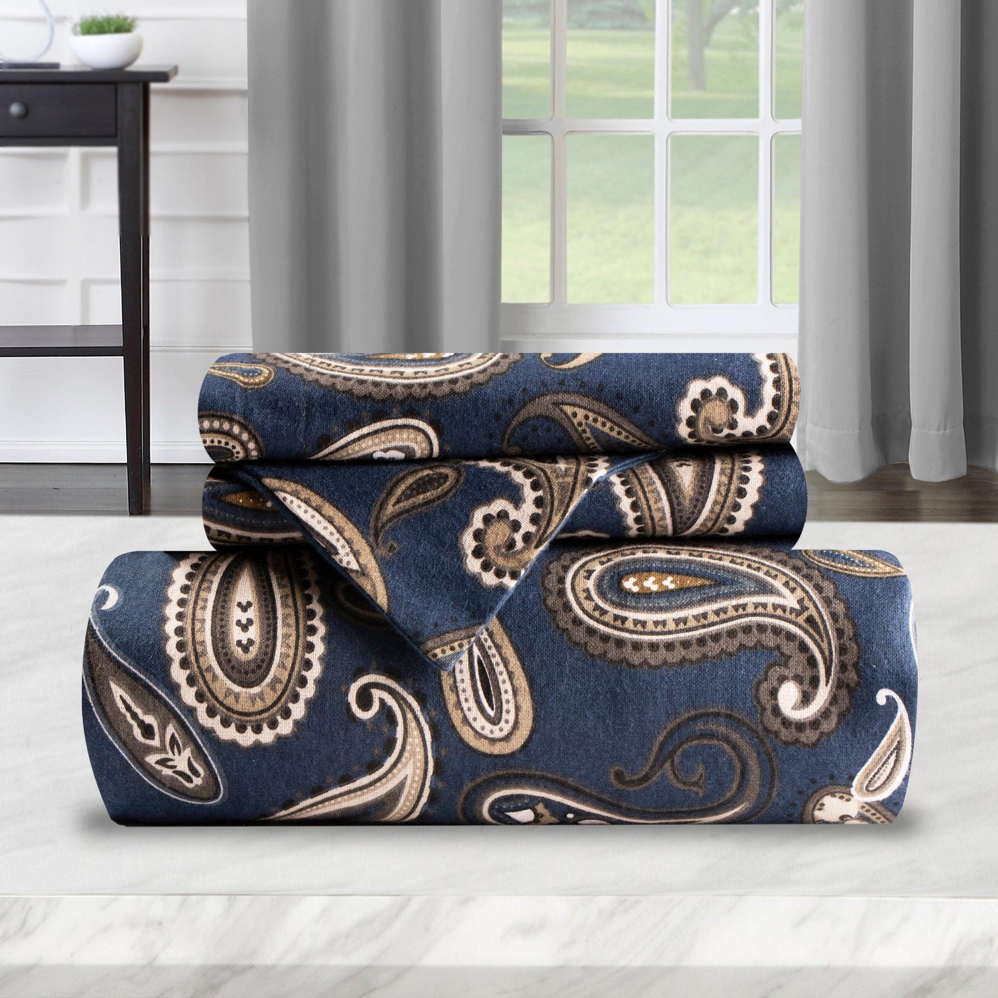100% Cotton Flannel Paisley Luxury Duvet Cover Set - Duvet Cover Set by Superior Brand