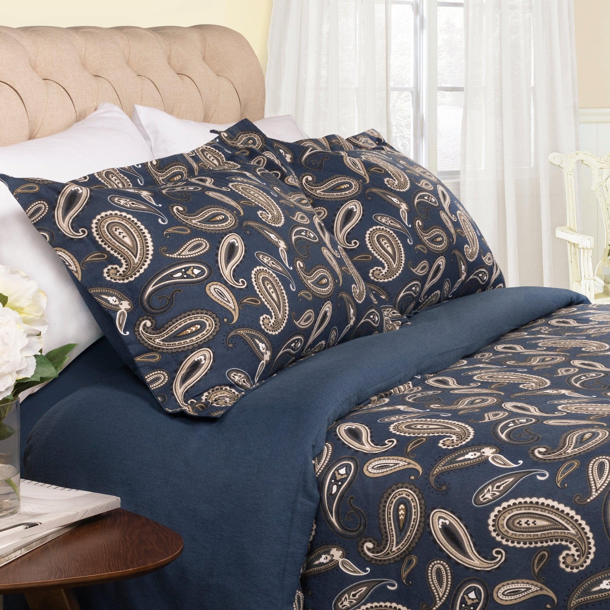 100% Cotton Flannel Paisley Luxury Duvet Cover Set - Duvet Cover Set by Superior Brand