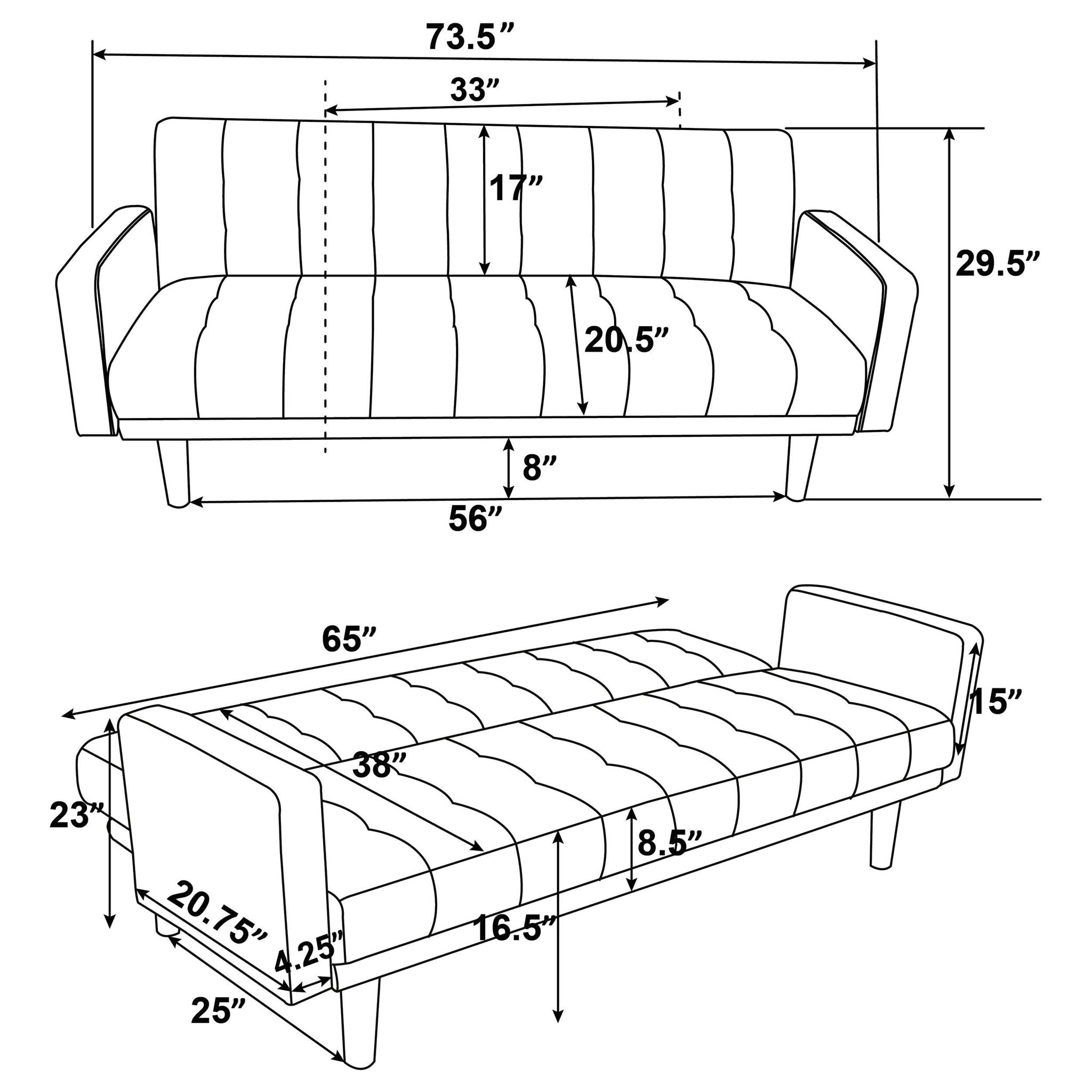 Mohawk - Tufted Back Sofa Bed - Gray