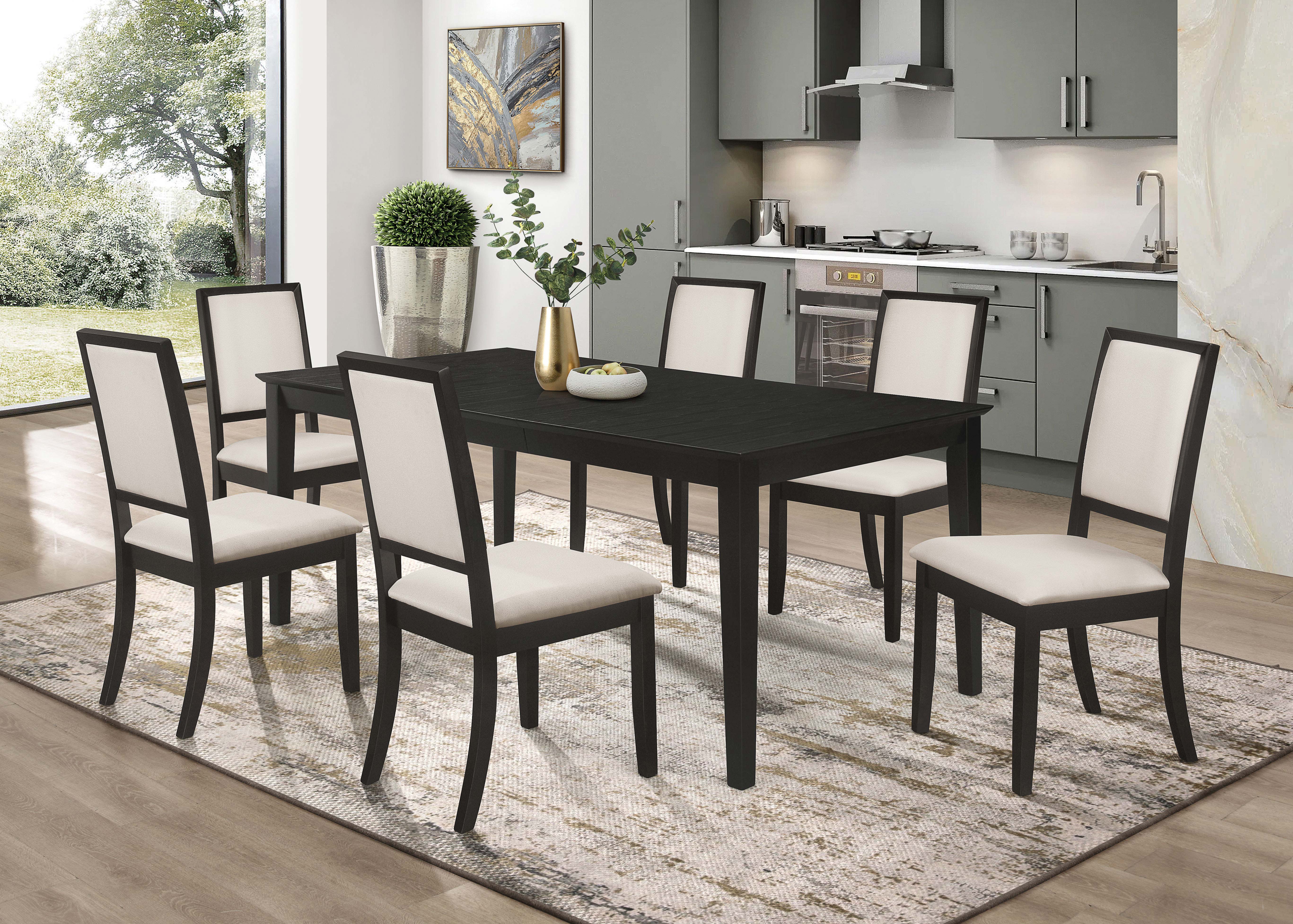 Louise Rectangular 78-inch Extension Leaf Dining Table Black-CoasterEveryday