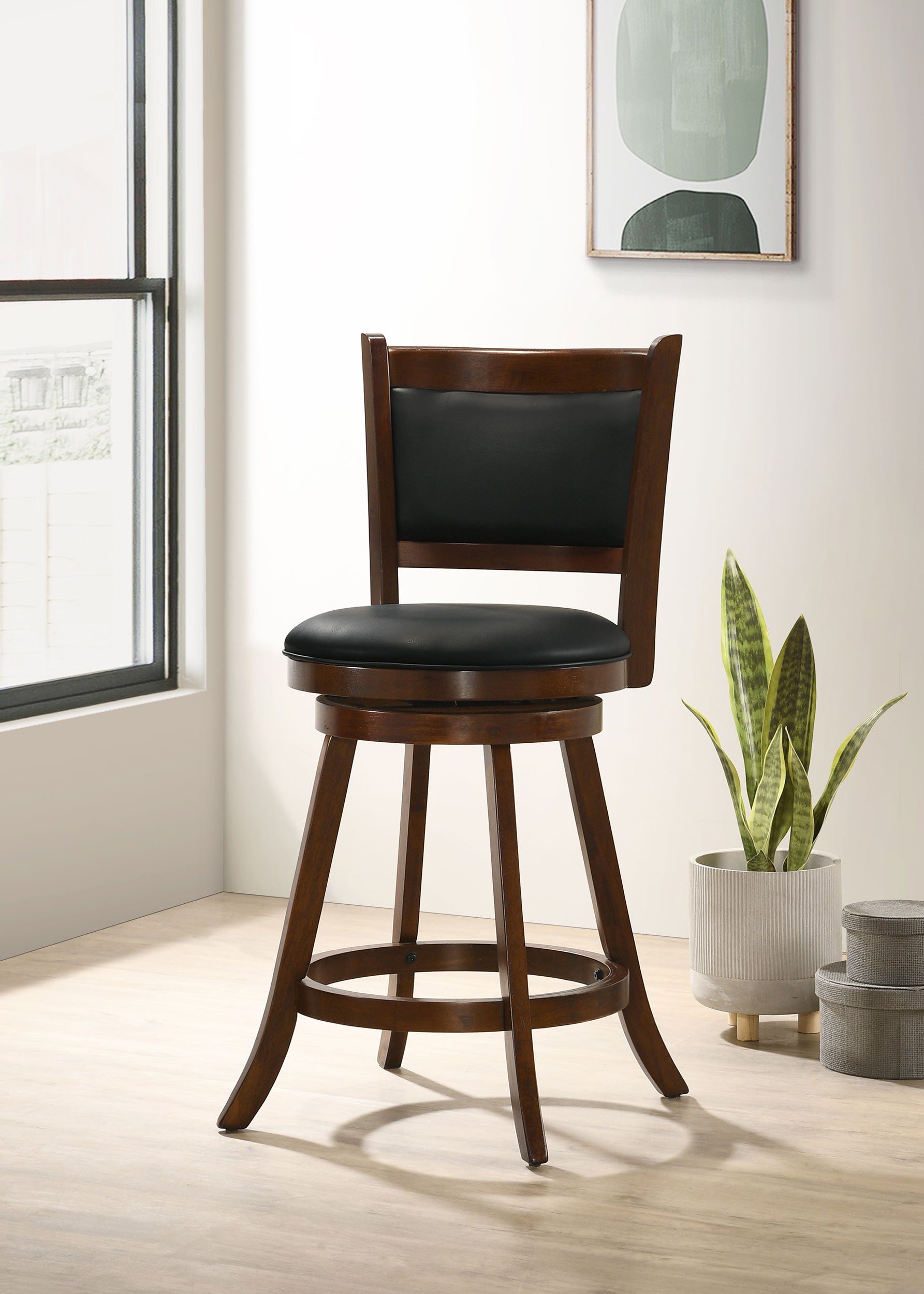 Broxton Upholstered Swivel Counter Chair Chestnut (Set of 2)-CoasterEssence