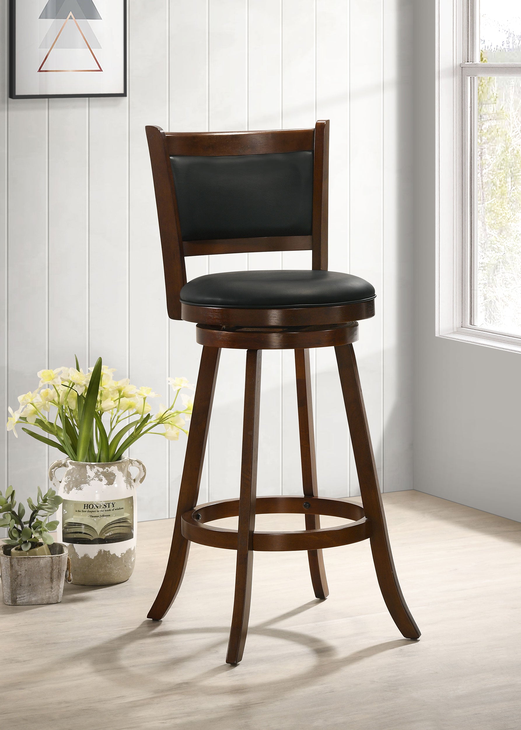 Broxton Upholstered Swivel Bar Chair Chestnut (Set of 2)-CoasterEssence