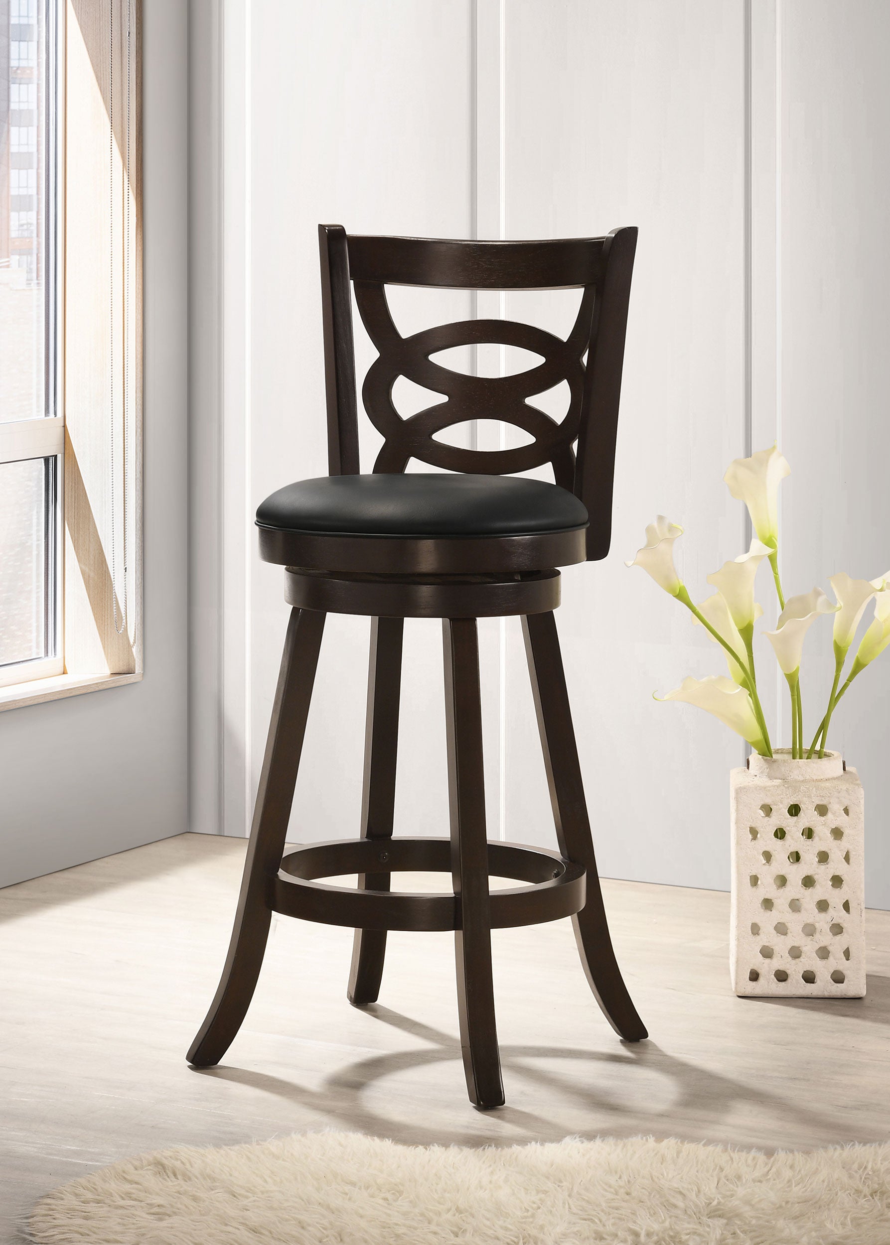Calecita Wood Swivel Bar Chair Cappuccino (Set of 2)-CoasterEssence