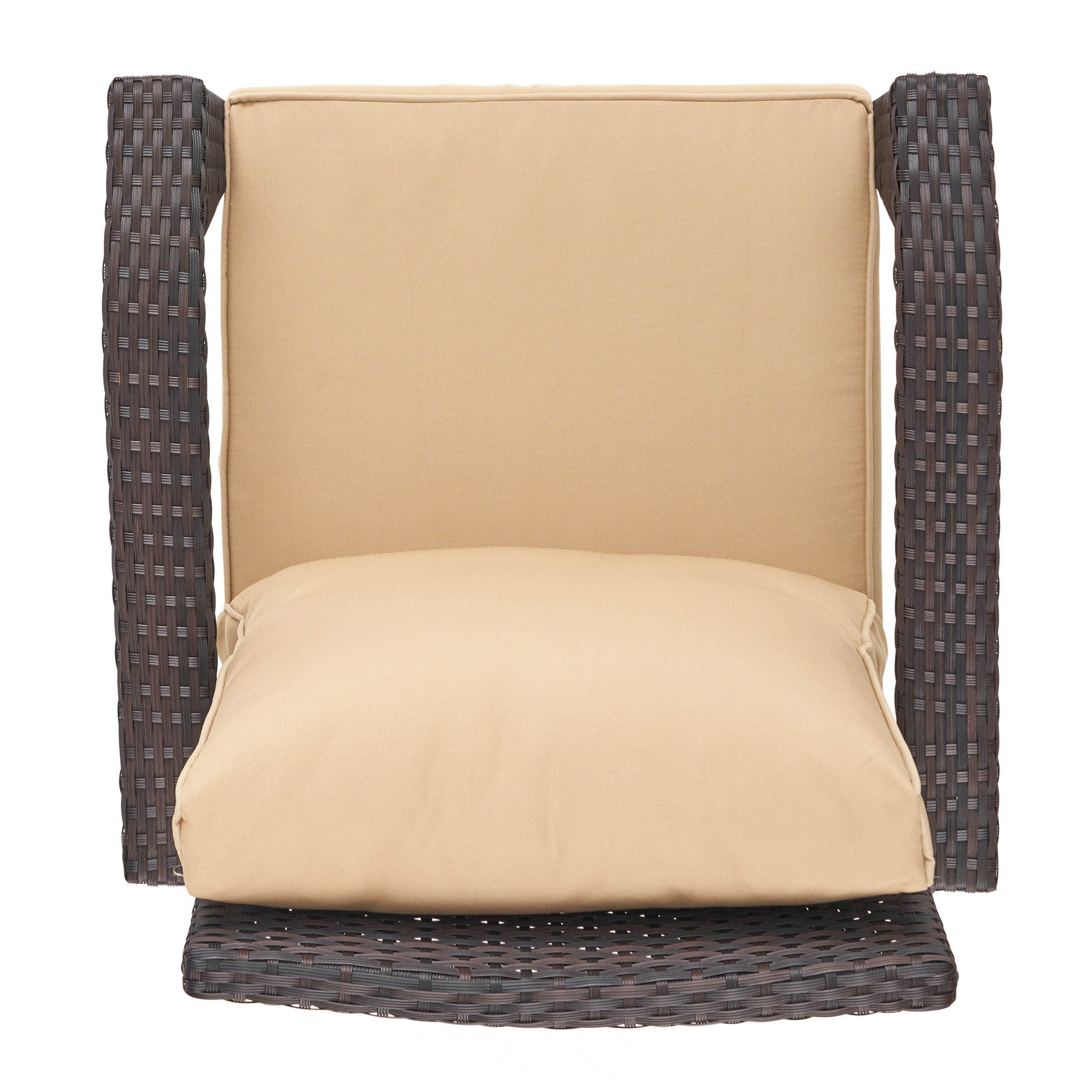 HONOLULU Brown Club Chair Set of 2 with Weather-Resistant Wicker Finish and Cushions