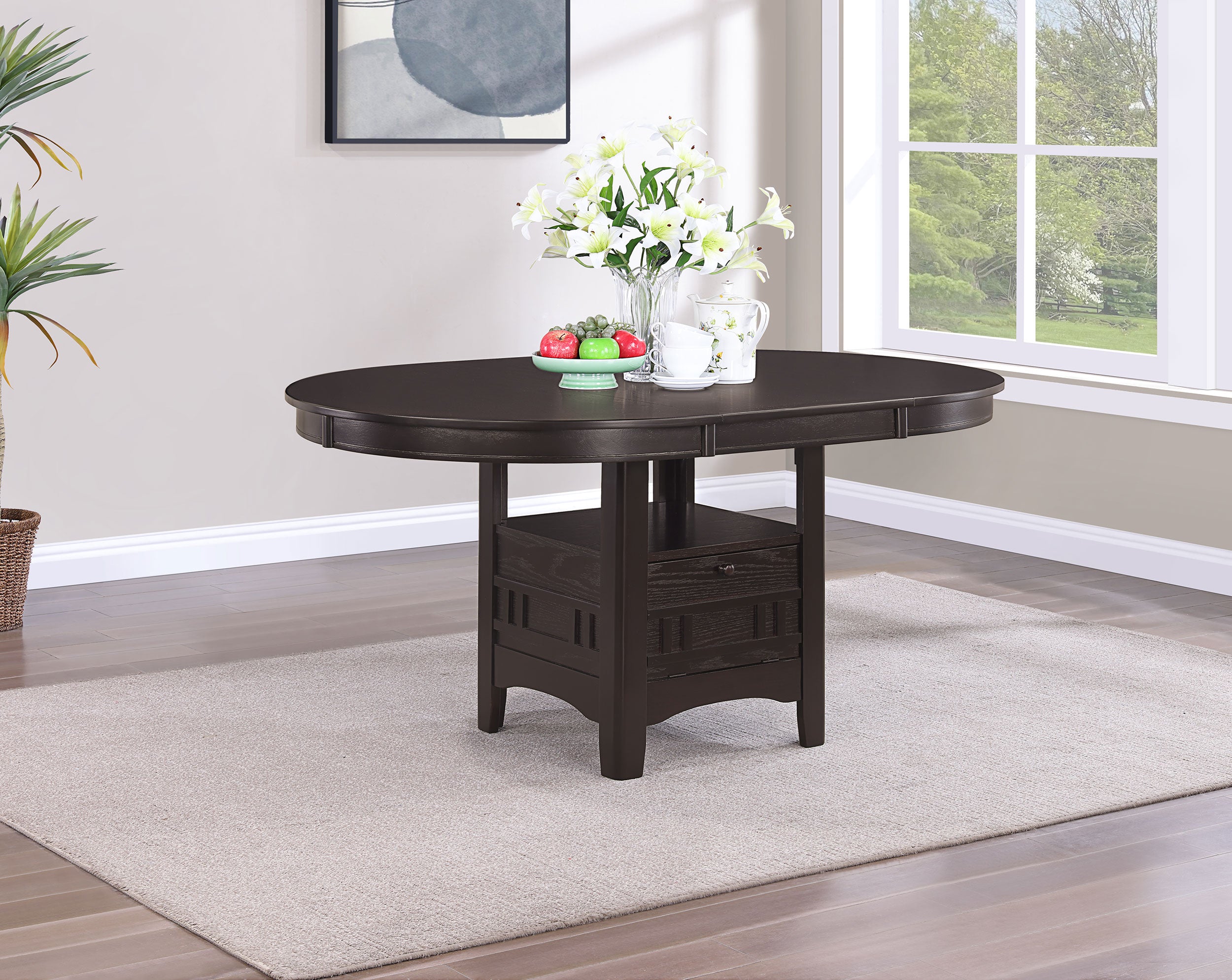 Lavon Oval 60-inch Wood Extension Leaf Dining Table Espresso-CoasterEveryday