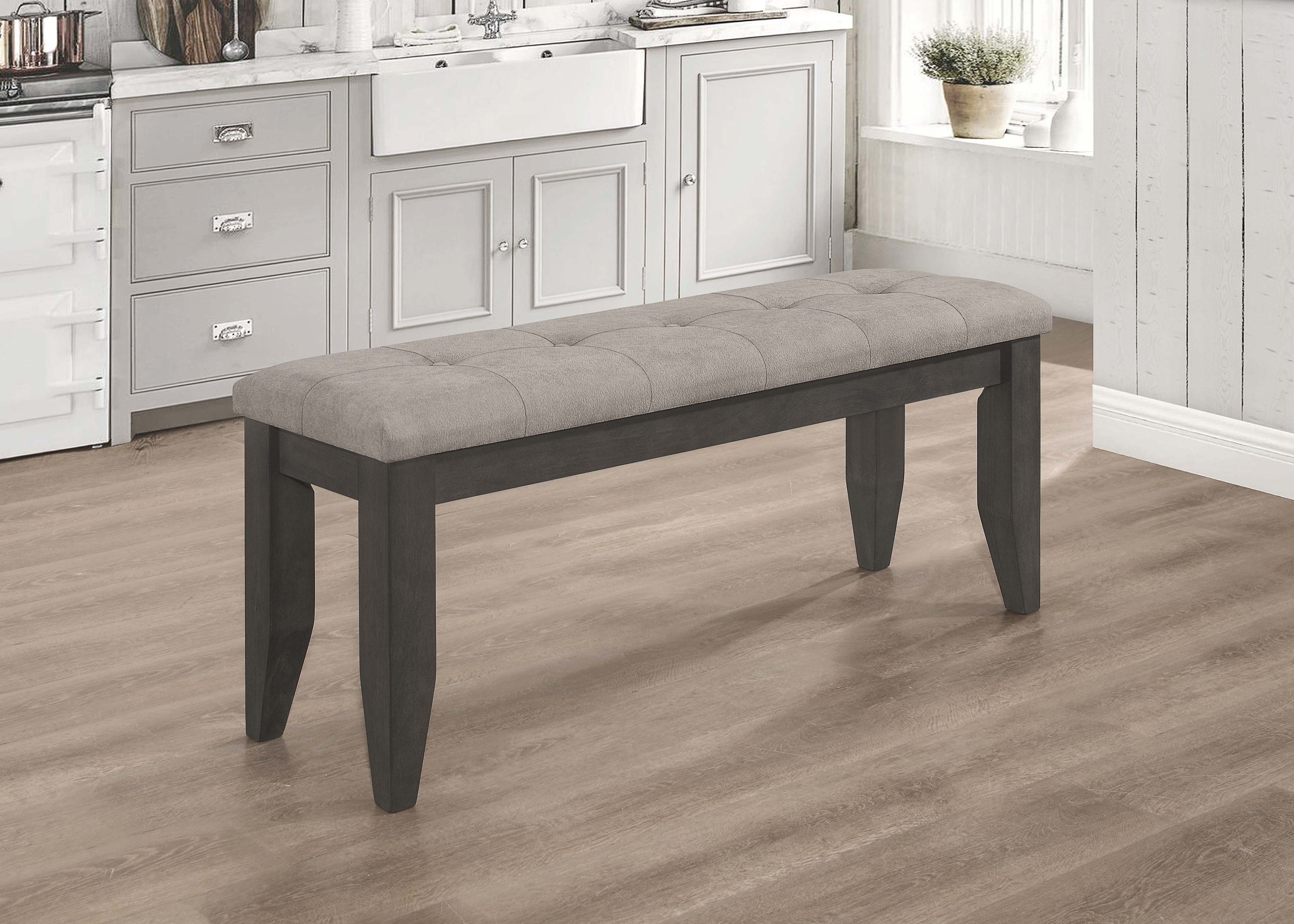 Dalila Fabric Upholstered Wood Dining Bench Dark Grey-CoasterEveryday