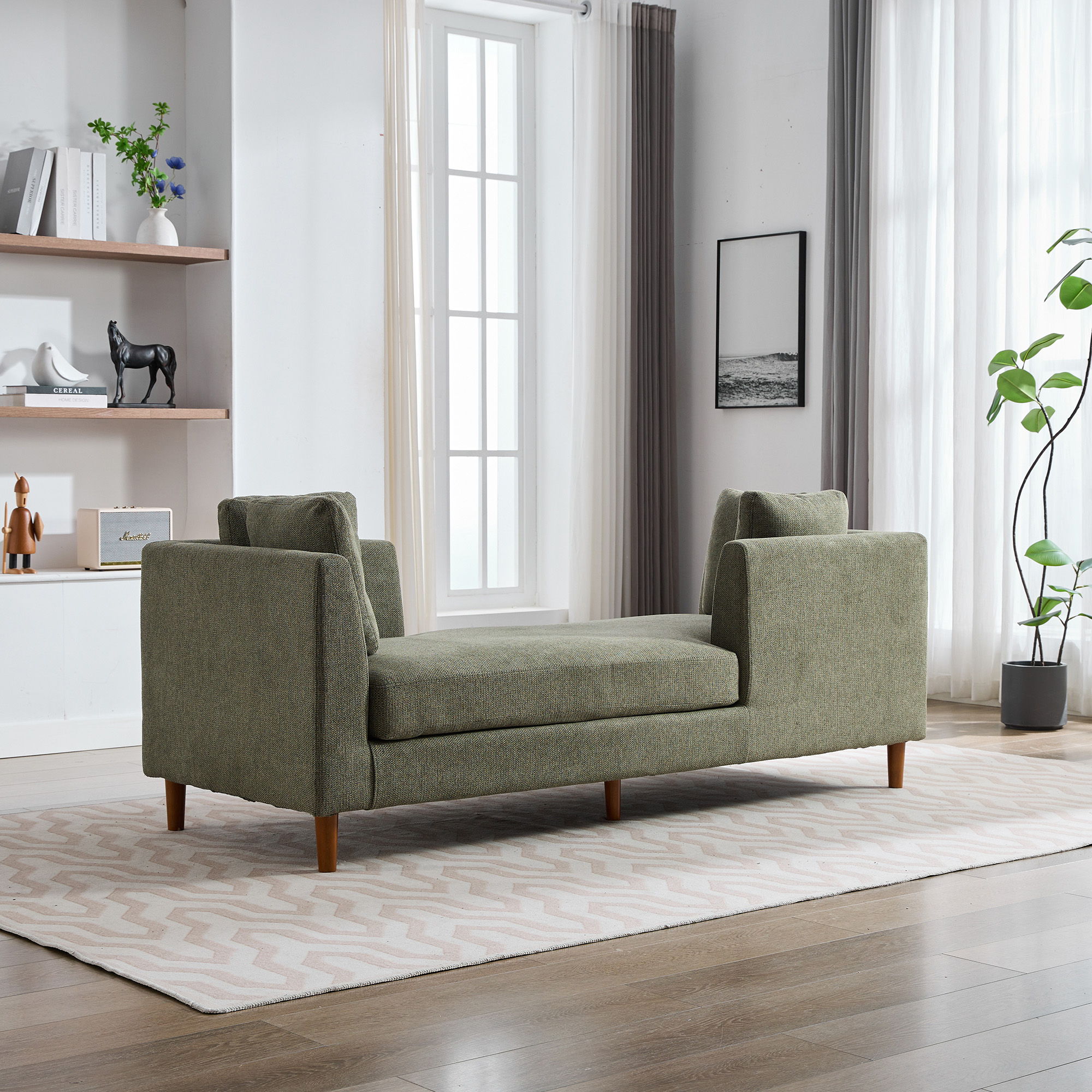 Wide Modern Double Sided Upholstered Chaise Lounge
