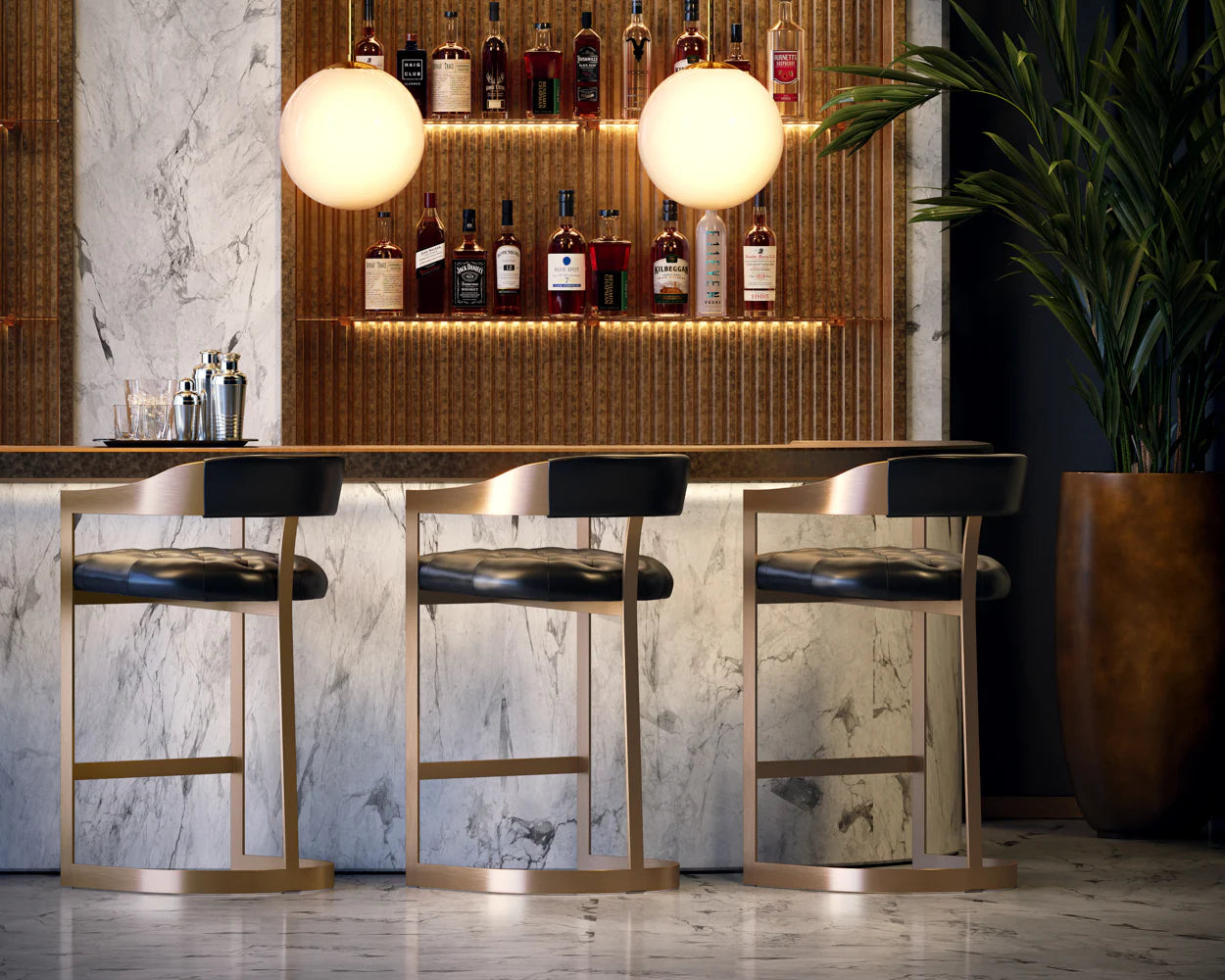 Sunpan Beaumont Barstool - Antique Brass