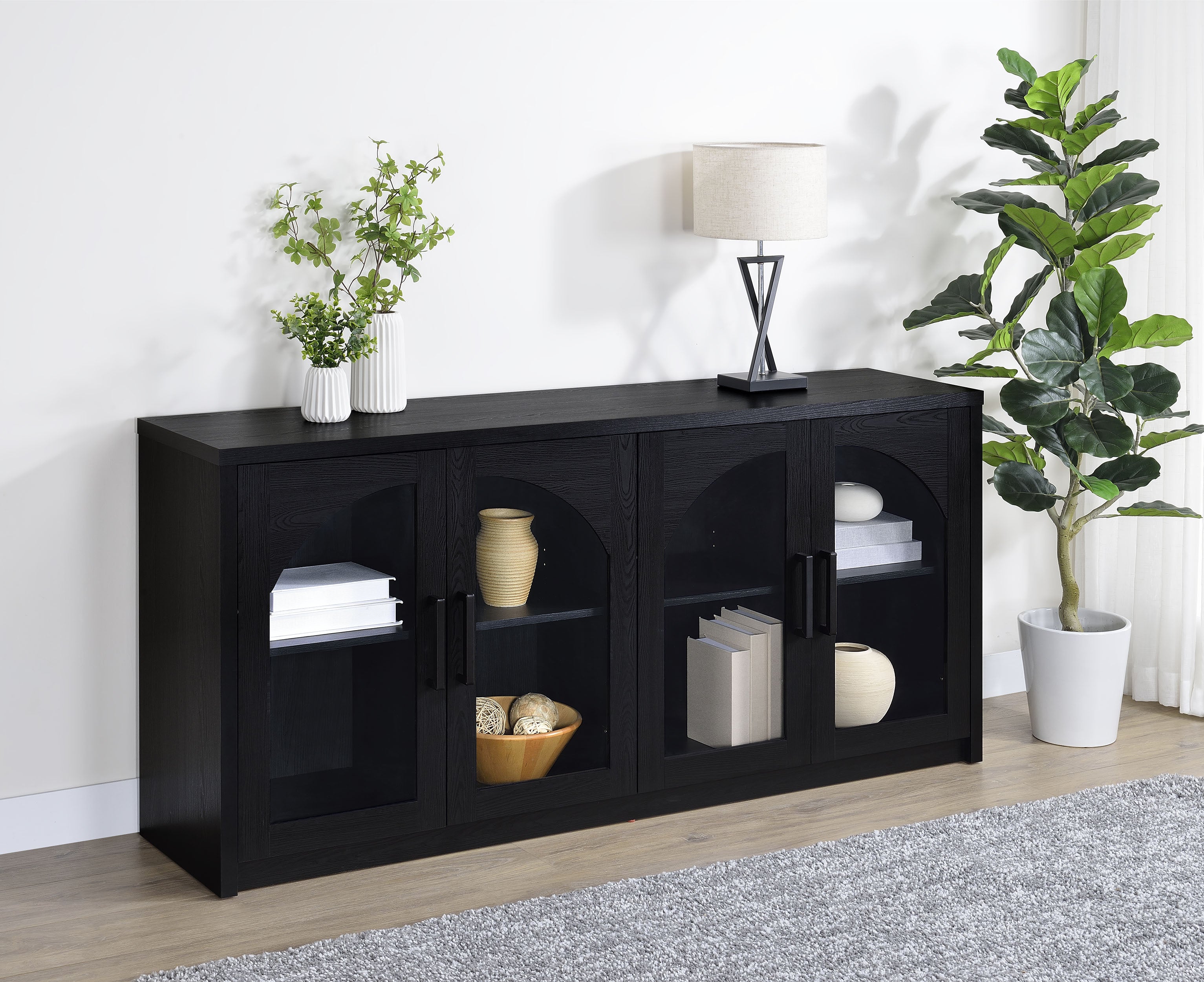 Riva 4-door Dining Sideboard Buffet Storage Credenza Black-