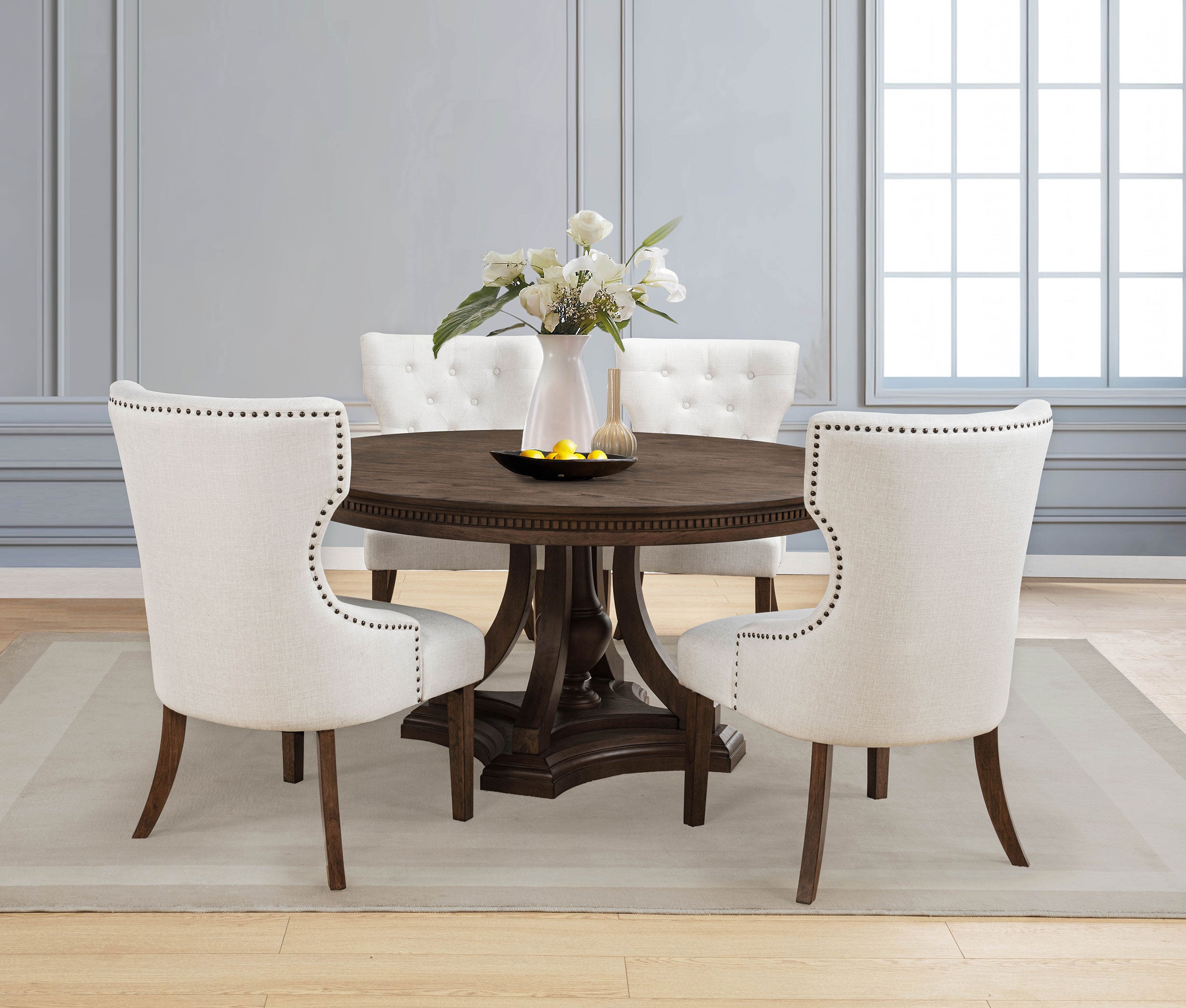 Ridgewell 5-piece Round Pedestal Dining Set Dark Oak-