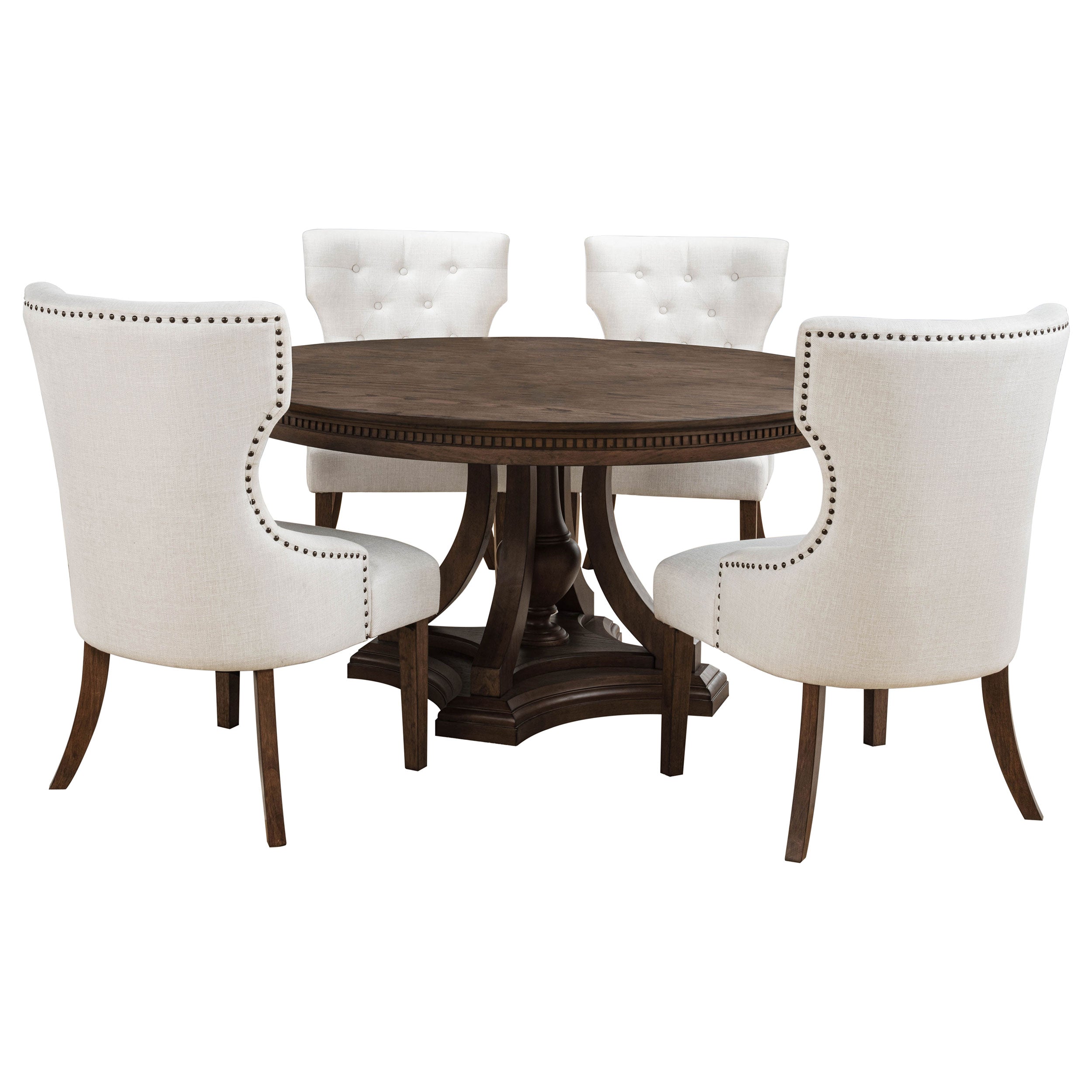 Ridgewell 5-piece Round Pedestal Dining Set Dark Oak-