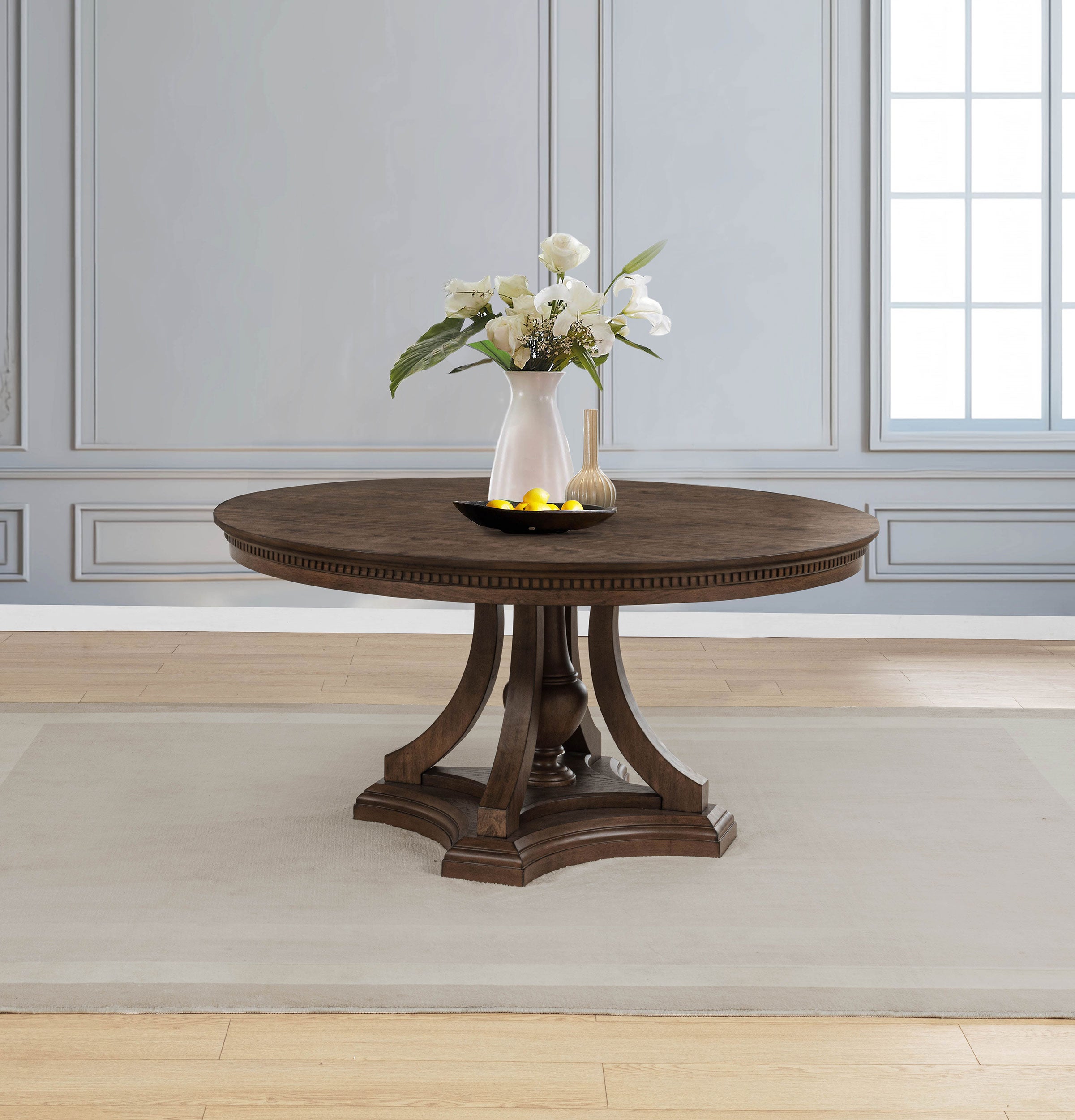Ridgewell Round Pedestal Dining Table Dark Oak-