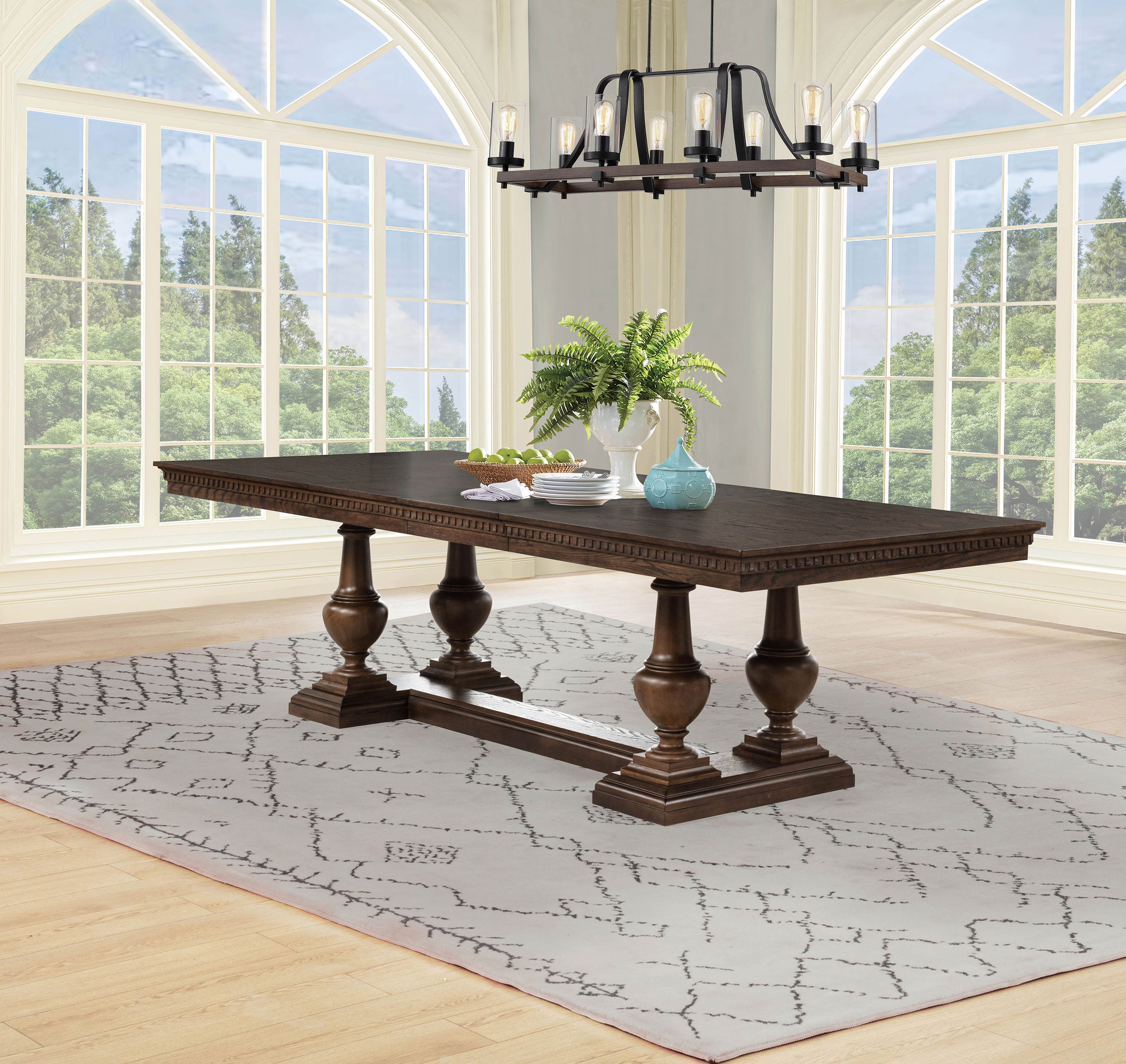 Ridgewell Rectangular Trestle Dining Table Dark Oak-