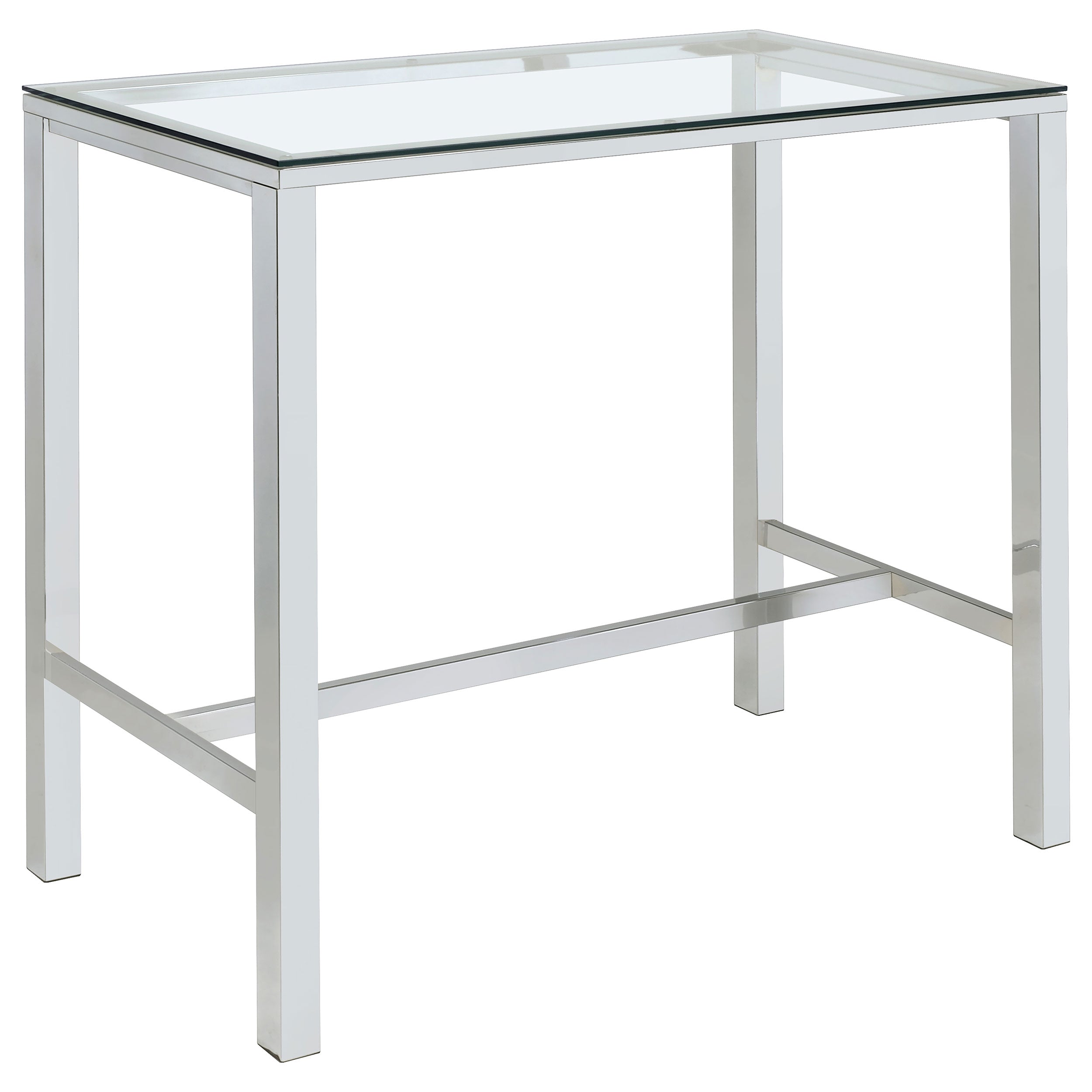 Tolbert Rectangular 47-inch Glass Top Pub Bar Table Chrome-CoasterEssence
