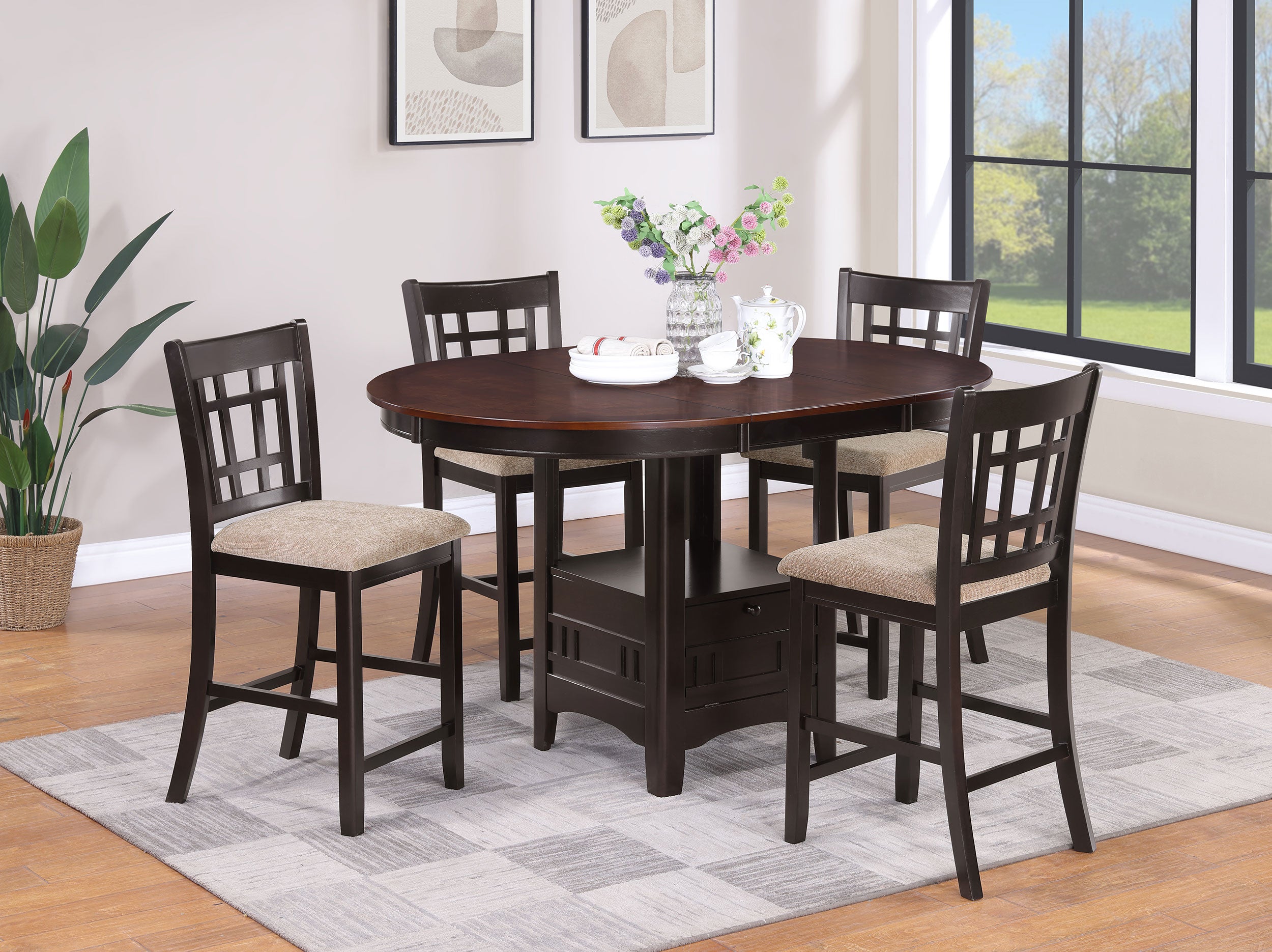 Lavon Wood Counter Height Dining Chair Tan and Espresso (Set of 2)-CoasterEveryday