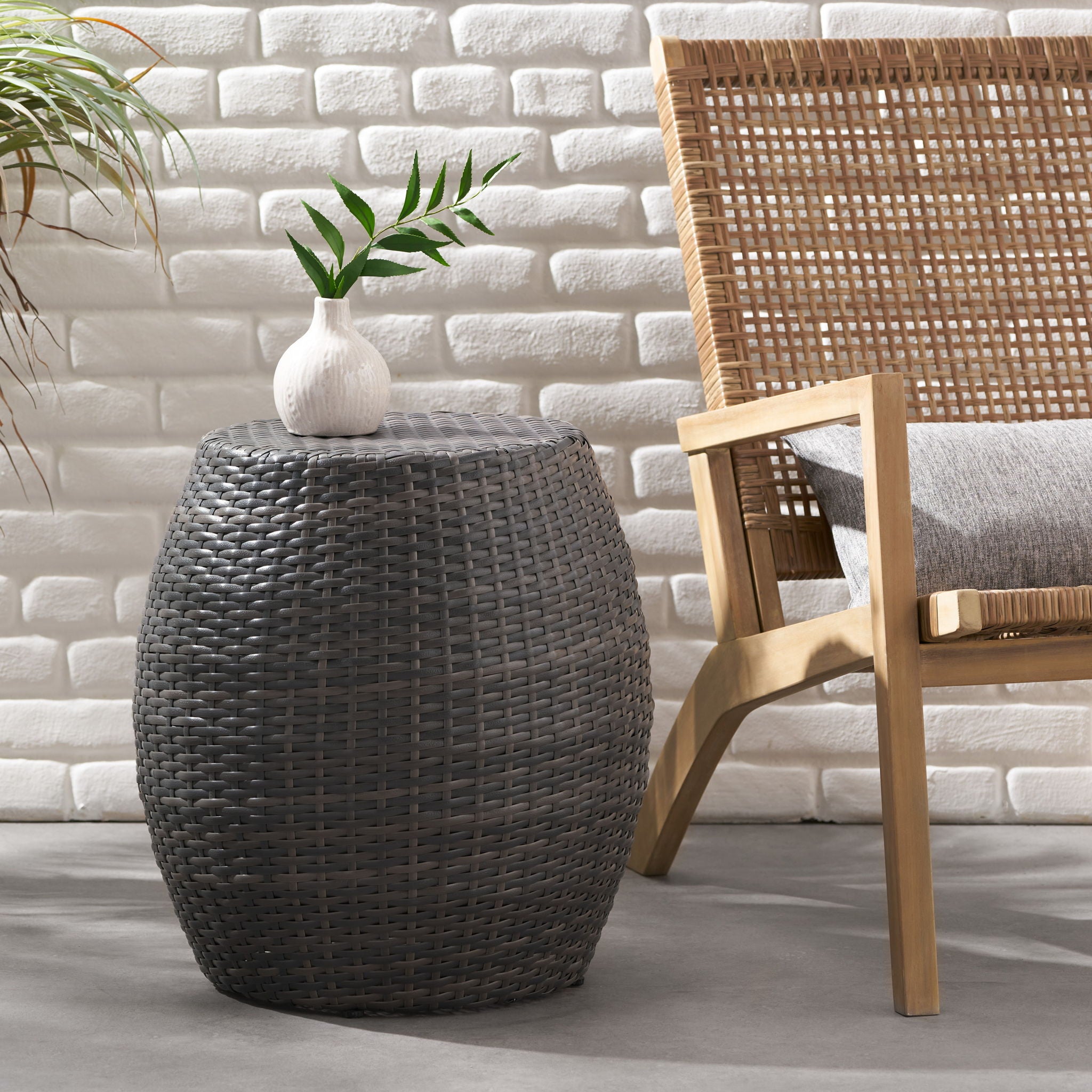 Outdoor Wicker Patio Side Table