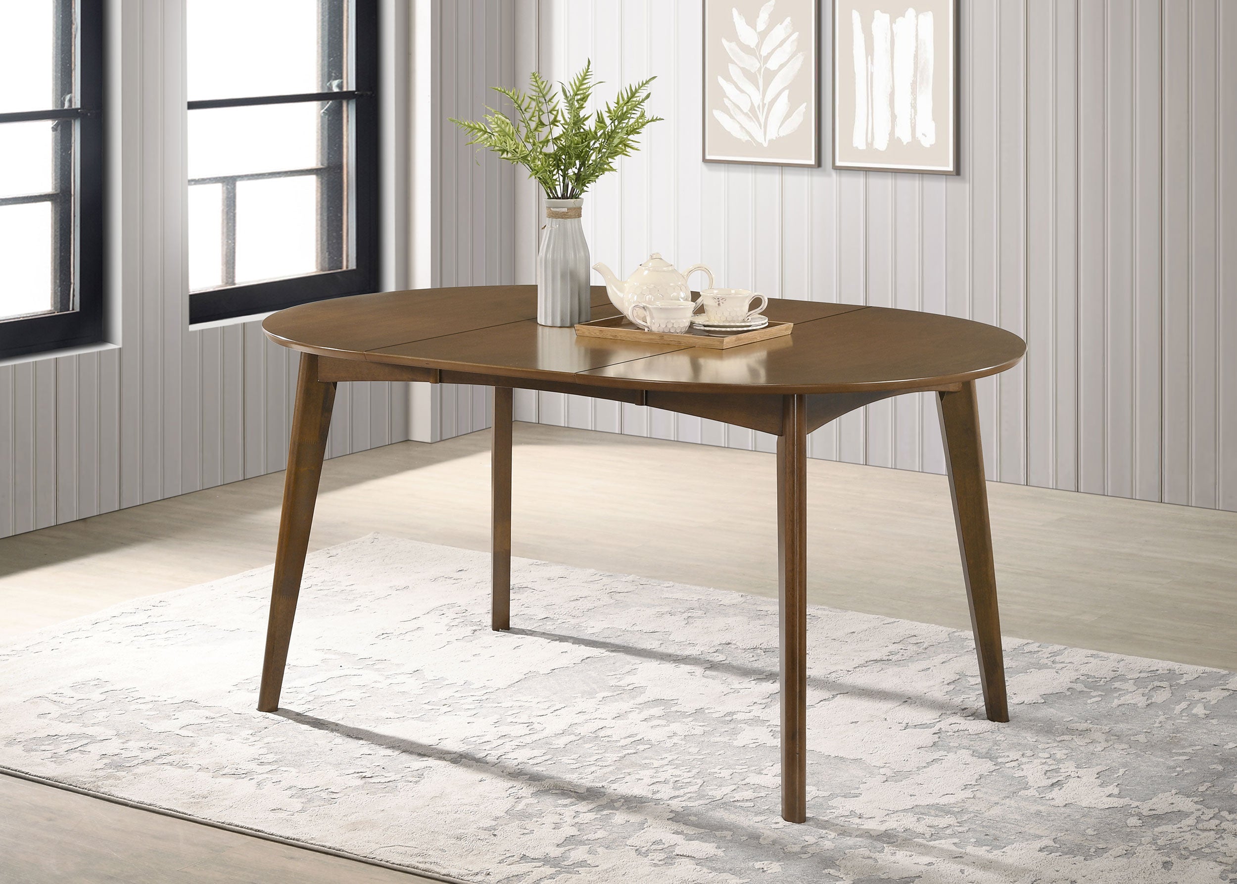 Jedda Oval 60-inch Extension Leaf Dining Table Dark Walnut-CoasterEveryday