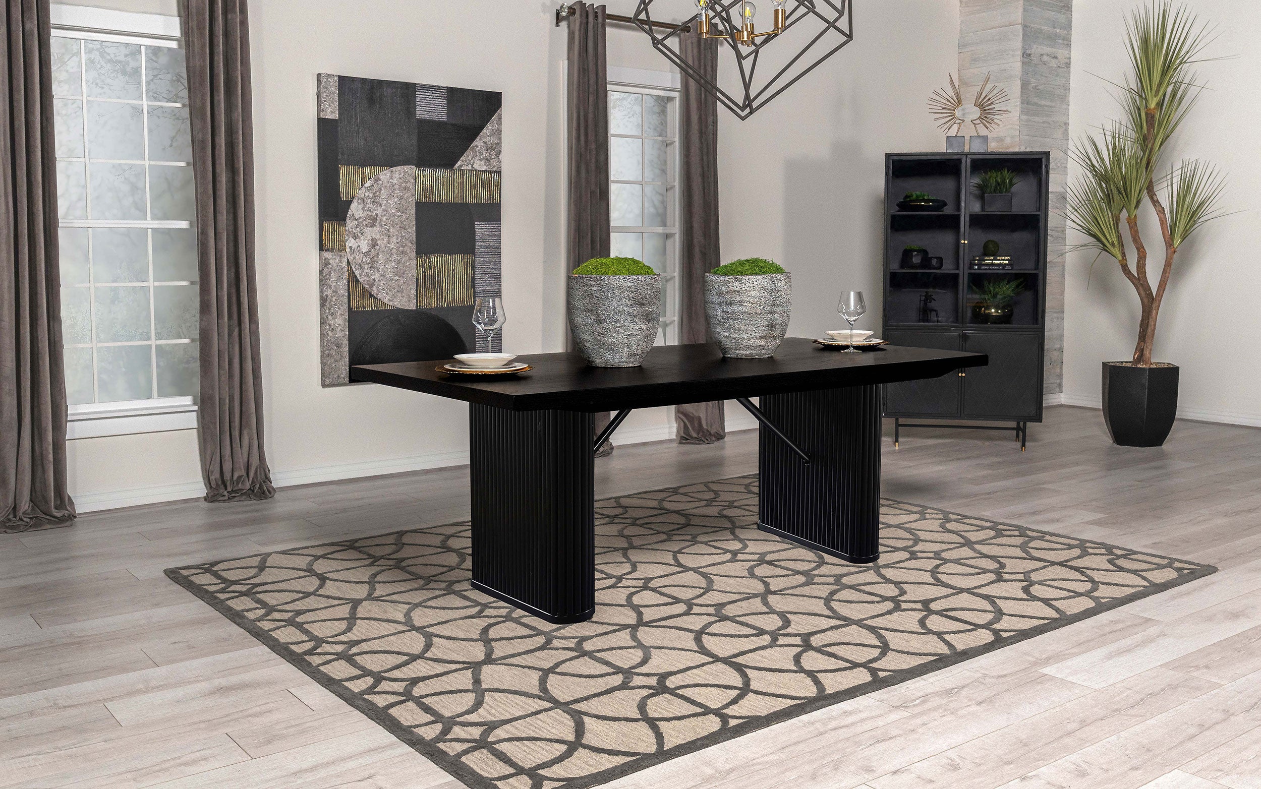 Catherine Rectangular 84-inch Wood Dining Table Black-