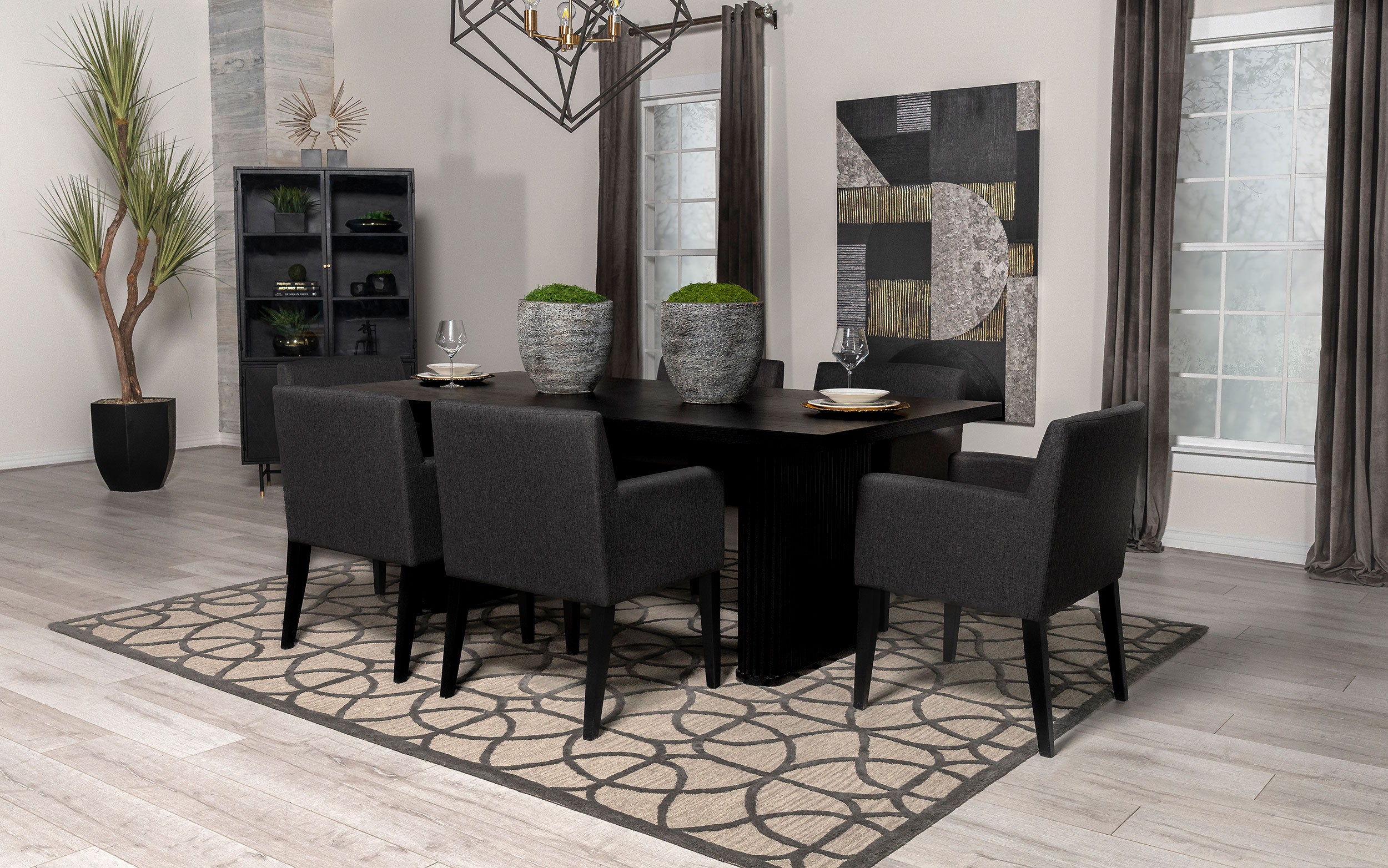 Catherine Upholstered Dining Arm Chair Grey (Set of 2)-