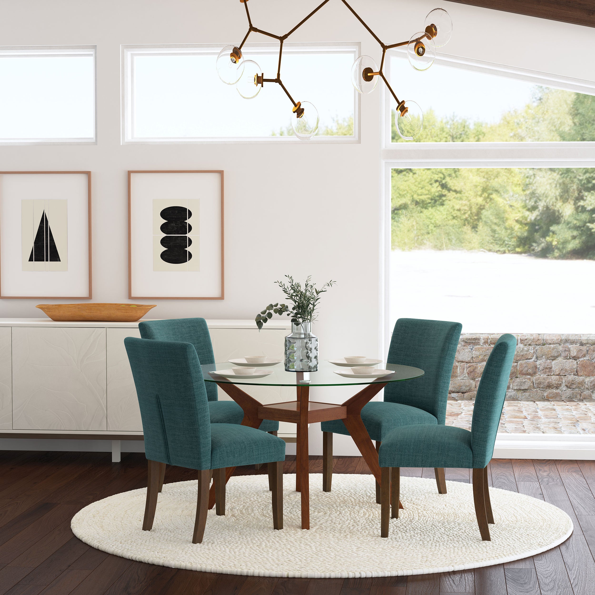 Paxton Upholstered Dining Side Chair Teal Blue (Set of 2)-