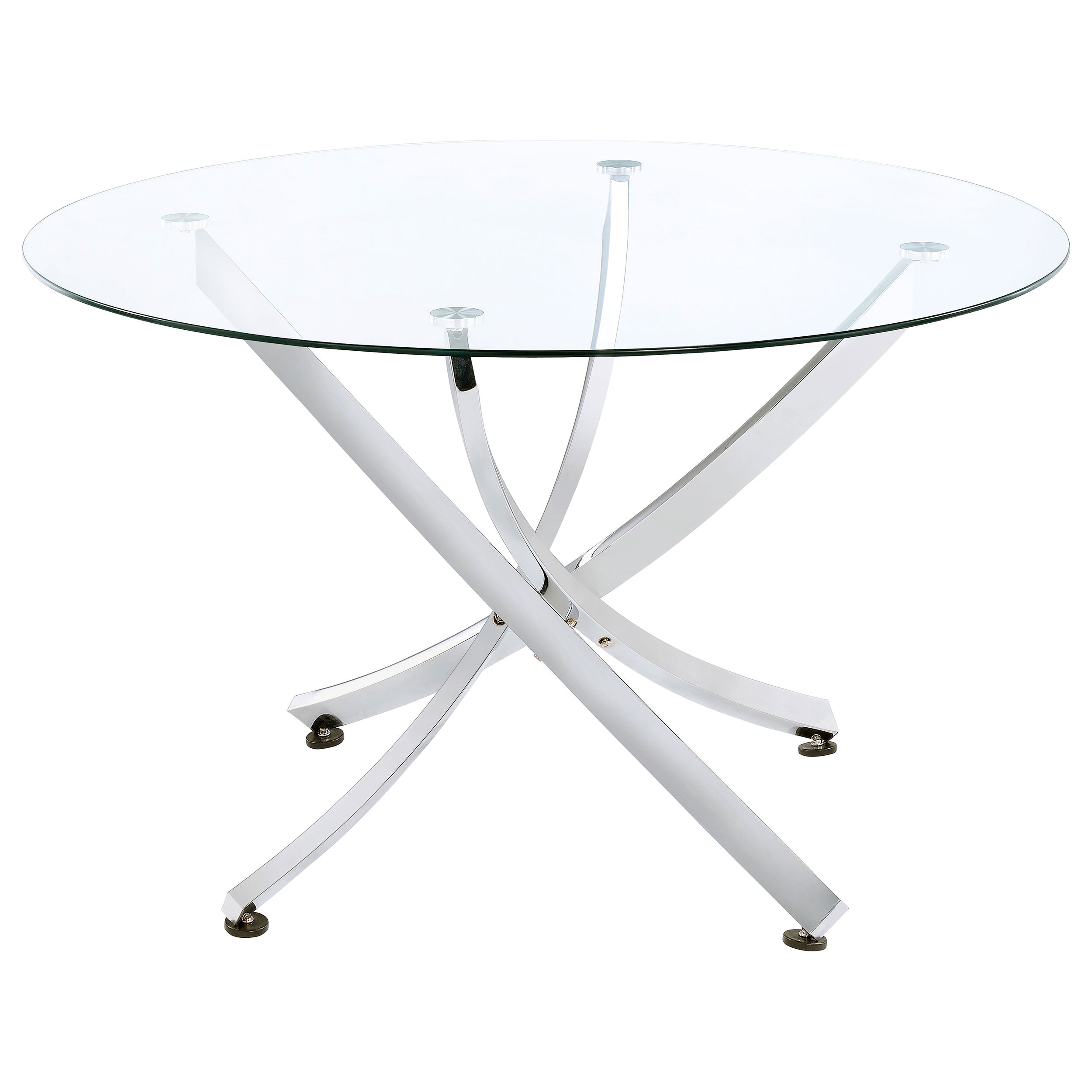 Beckham Round 46-inch Glass Top Dining Table Chrome-CoasterEveryday