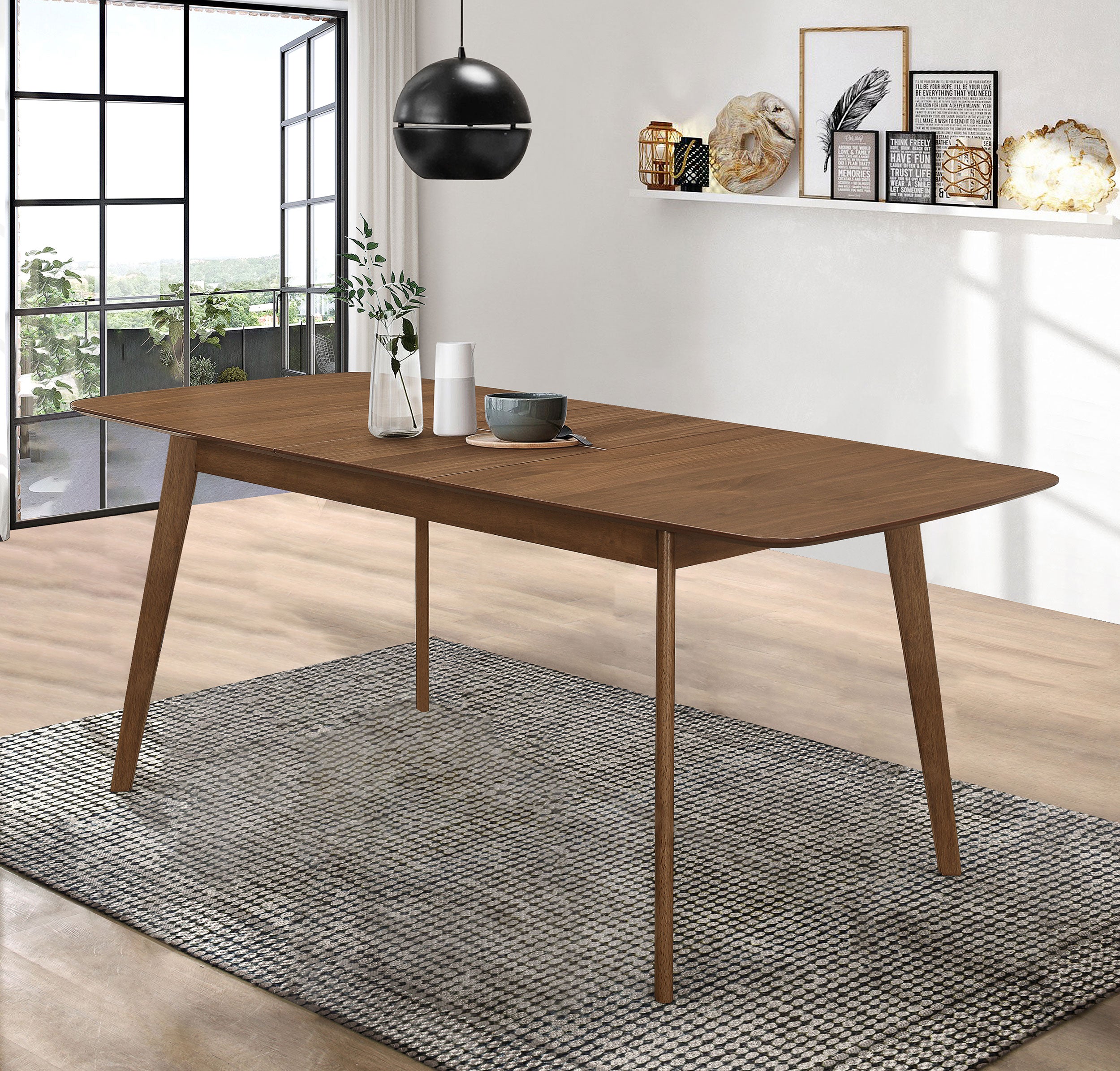 Redbridge 75-inch Extension Leaf Dining Table Natural Walnut-CoasterEveryday