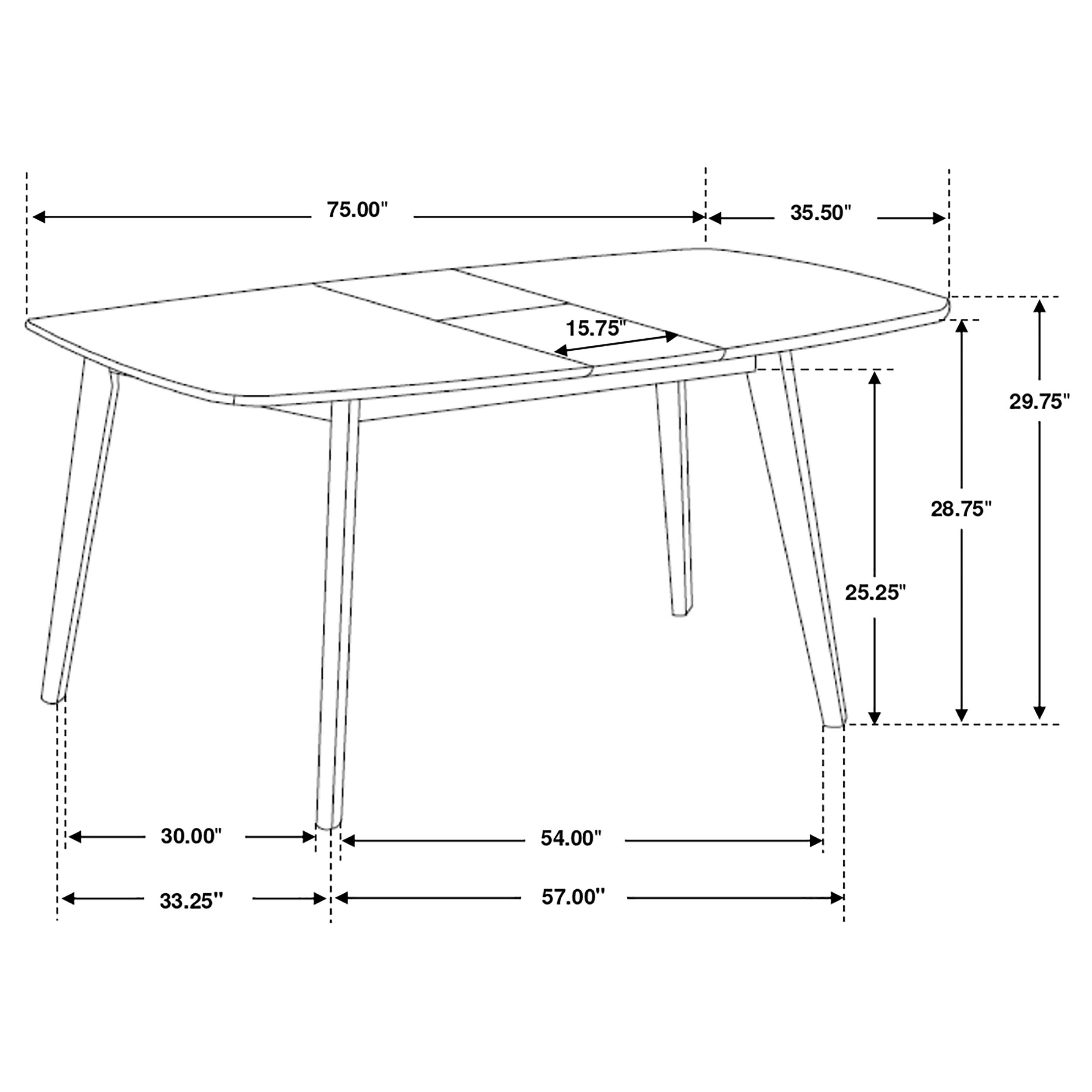 Redbridge 75-inch Extension Leaf Dining Table Natural Walnut-CoasterEveryday