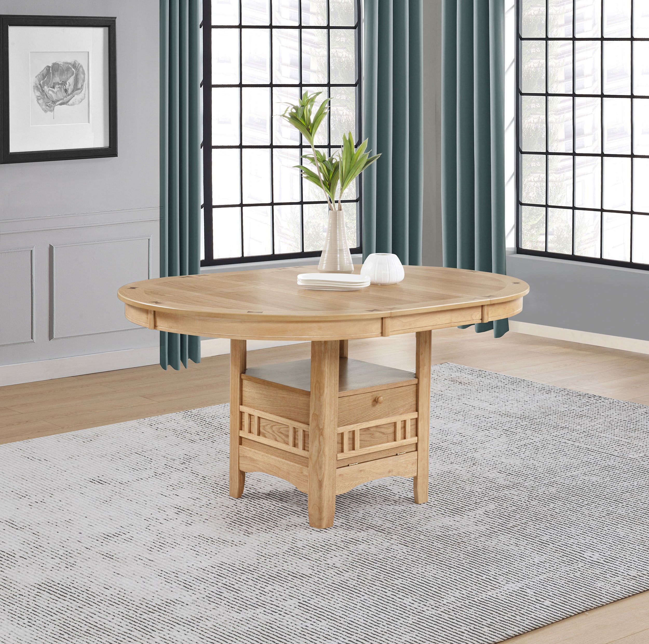 Lavon Oval 60-inch Wood Extension Leaf Dining Table Light Oak-