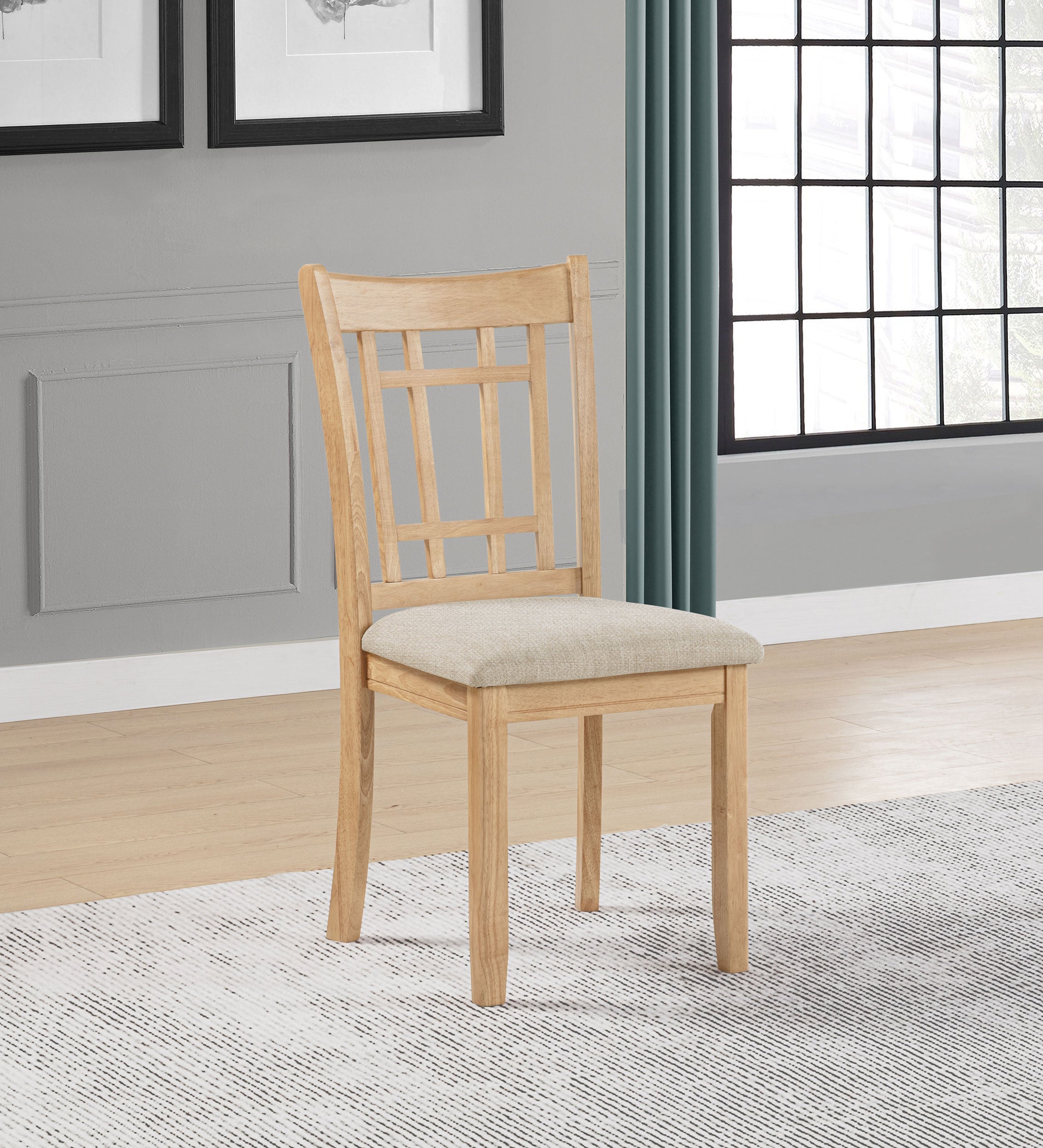 Lavon Wood Dining Side Chair Linen and Light Oak (Set of 2)-