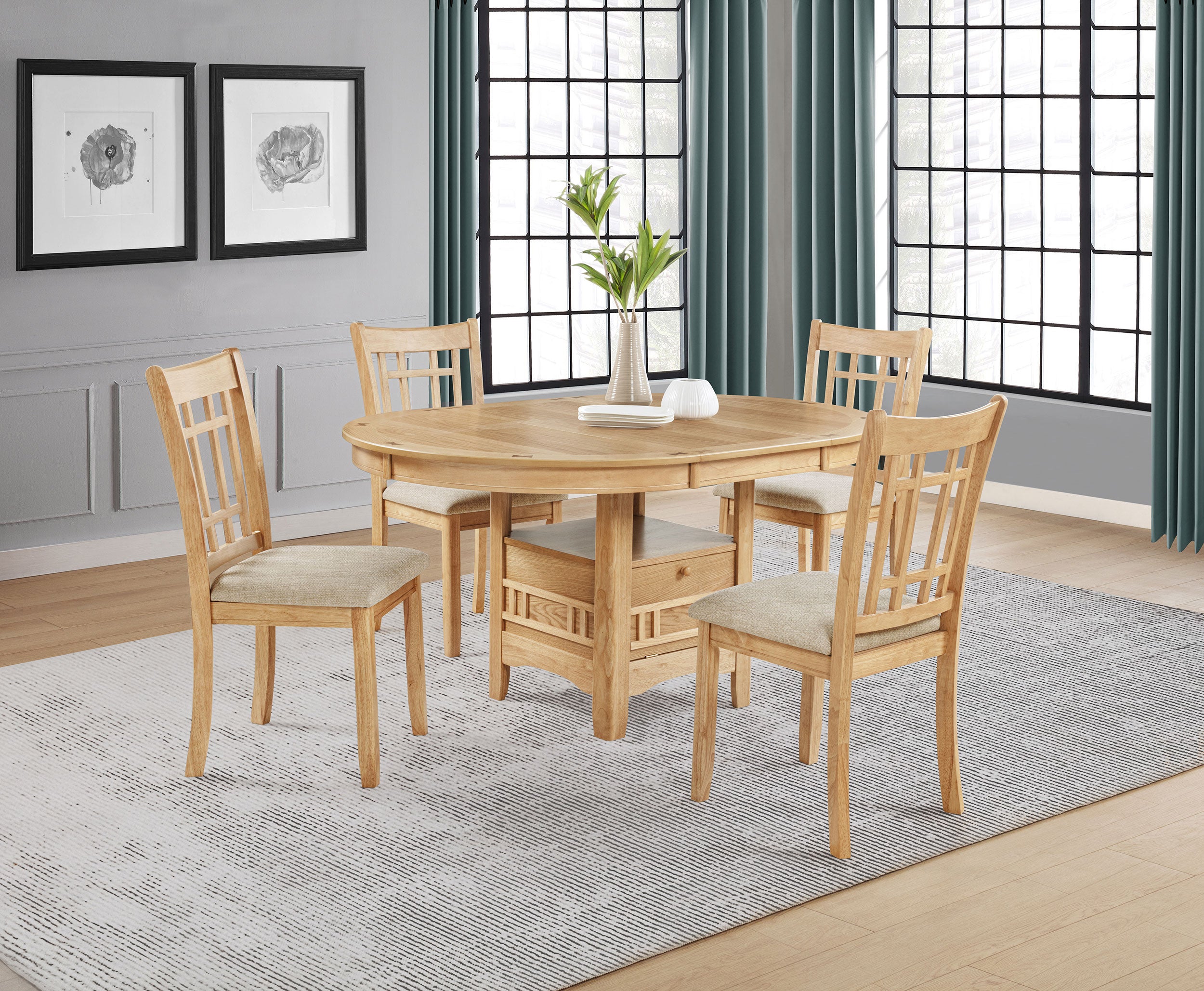 Lavon Wood Dining Side Chair Linen and Light Oak (Set of 2)-