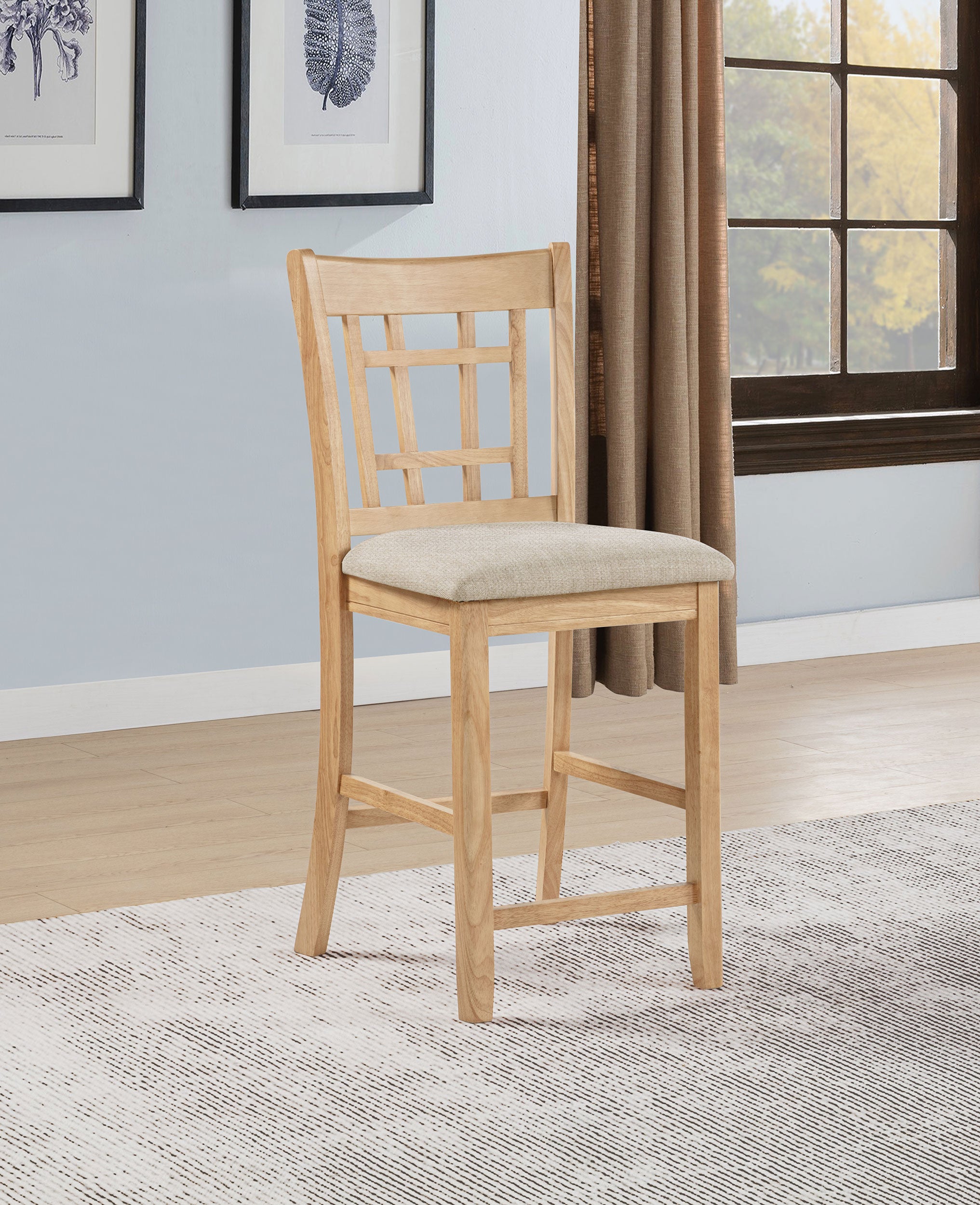 Lavon Wood Counter Height Dining Chair Linen and Light Oak (Set of 2)-