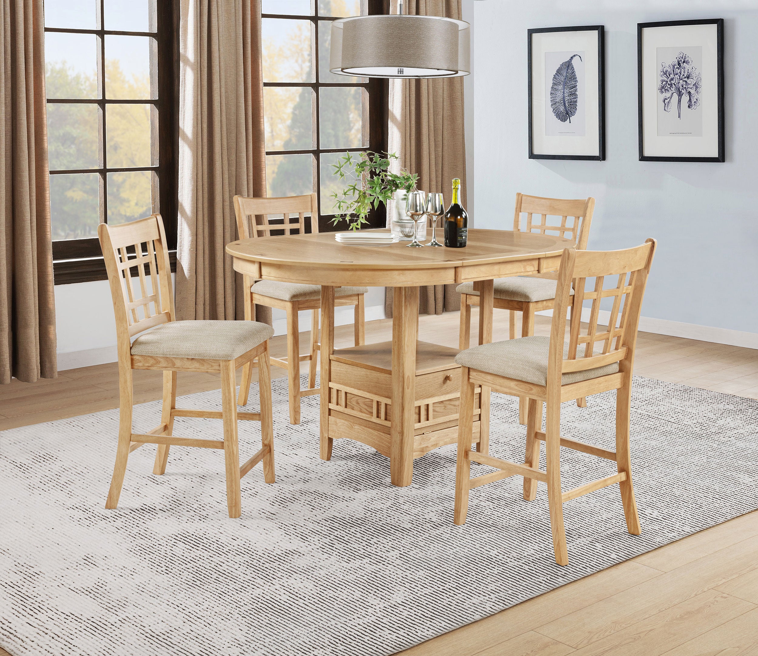 Lavon Wood Counter Height Dining Chair Linen and Light Oak (Set of 2)-