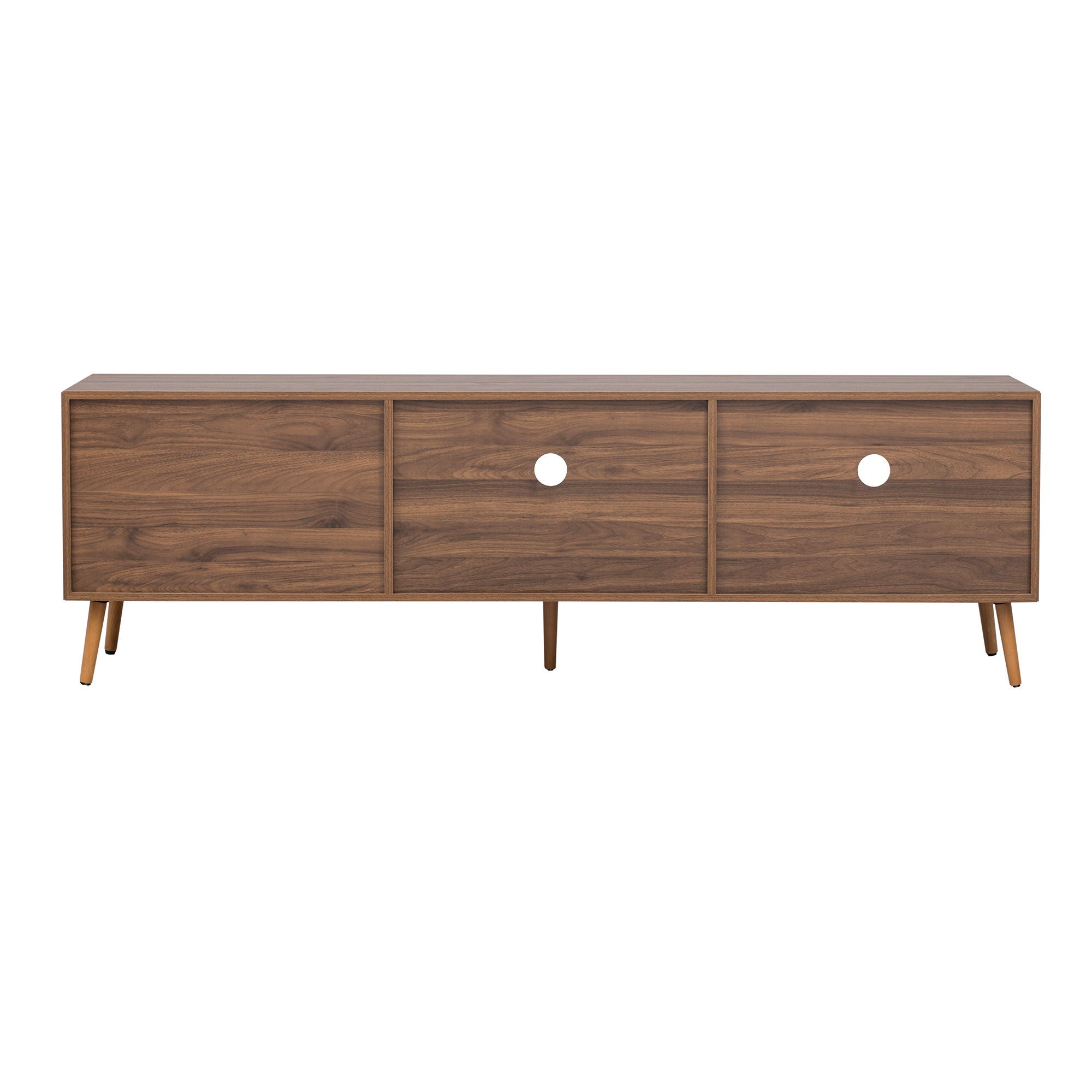 TV Stand, Media Console With 2 Doors, 2 Drawers & Storage Cabinet - Walnut