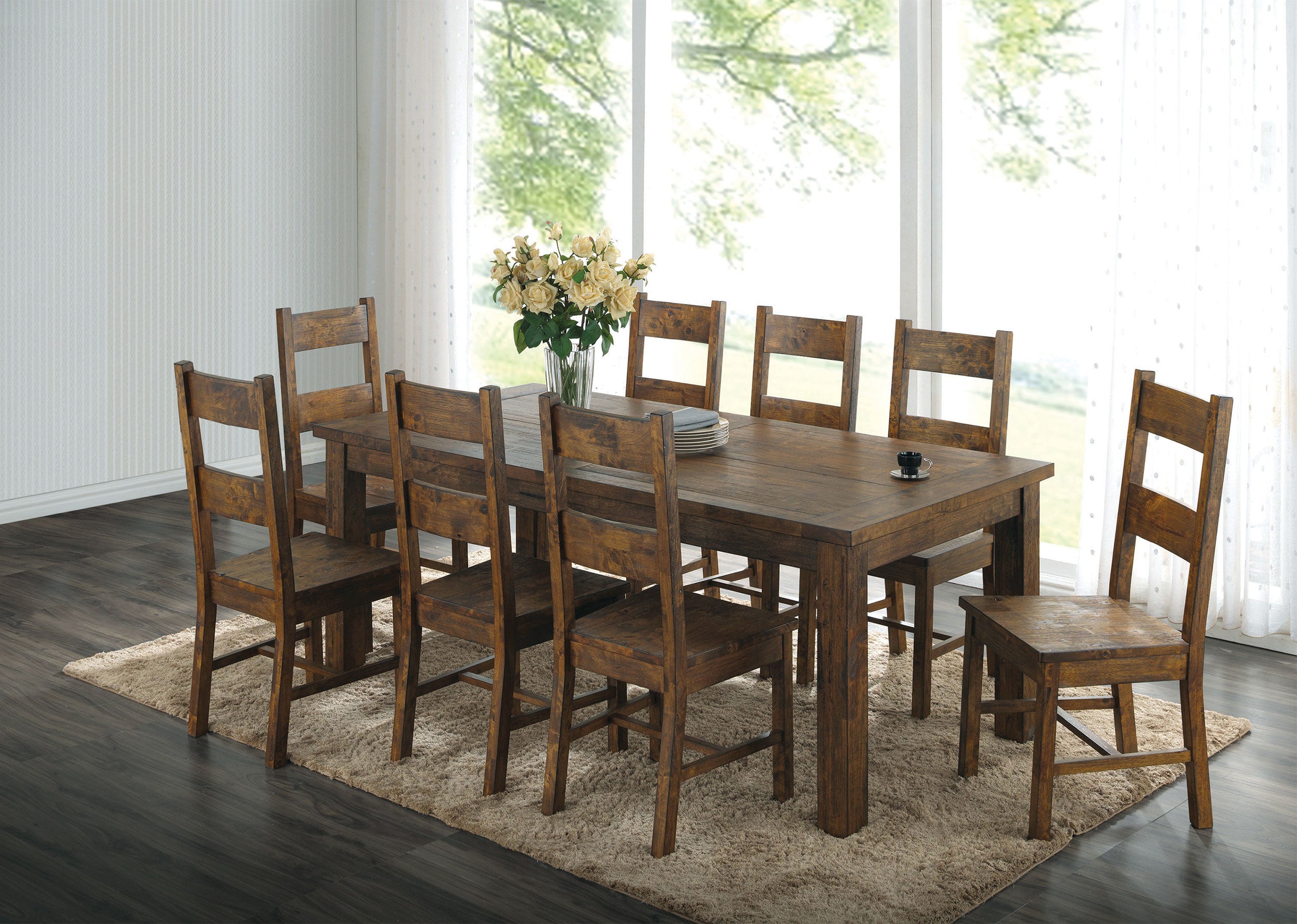 Coleman Rectangular 79-inch Dining Table Rustic Golden Brown-CoasterEveryday