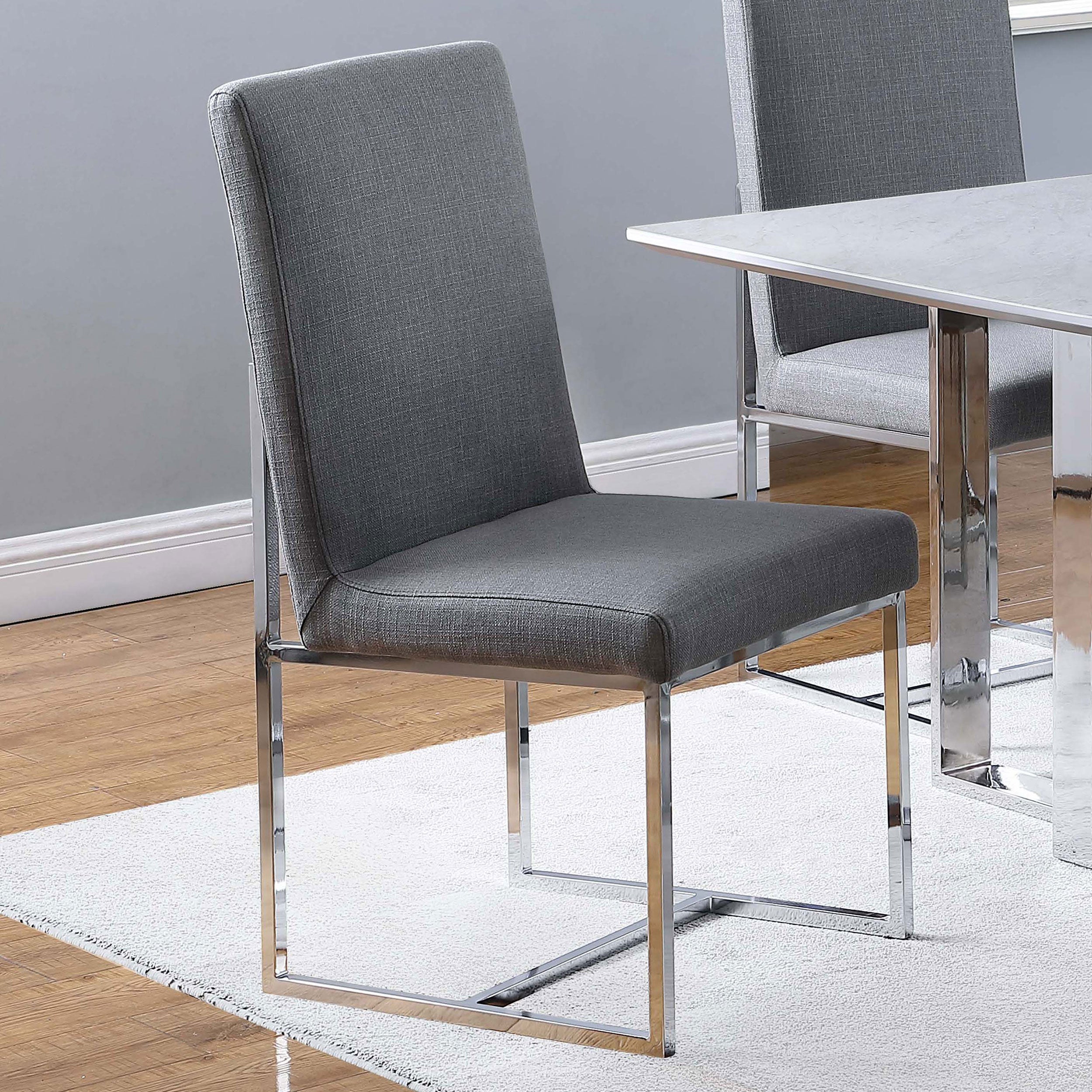 Mackinnon Upholstered Dining Side Chair Grey (Set of 2)-CoasterElevations