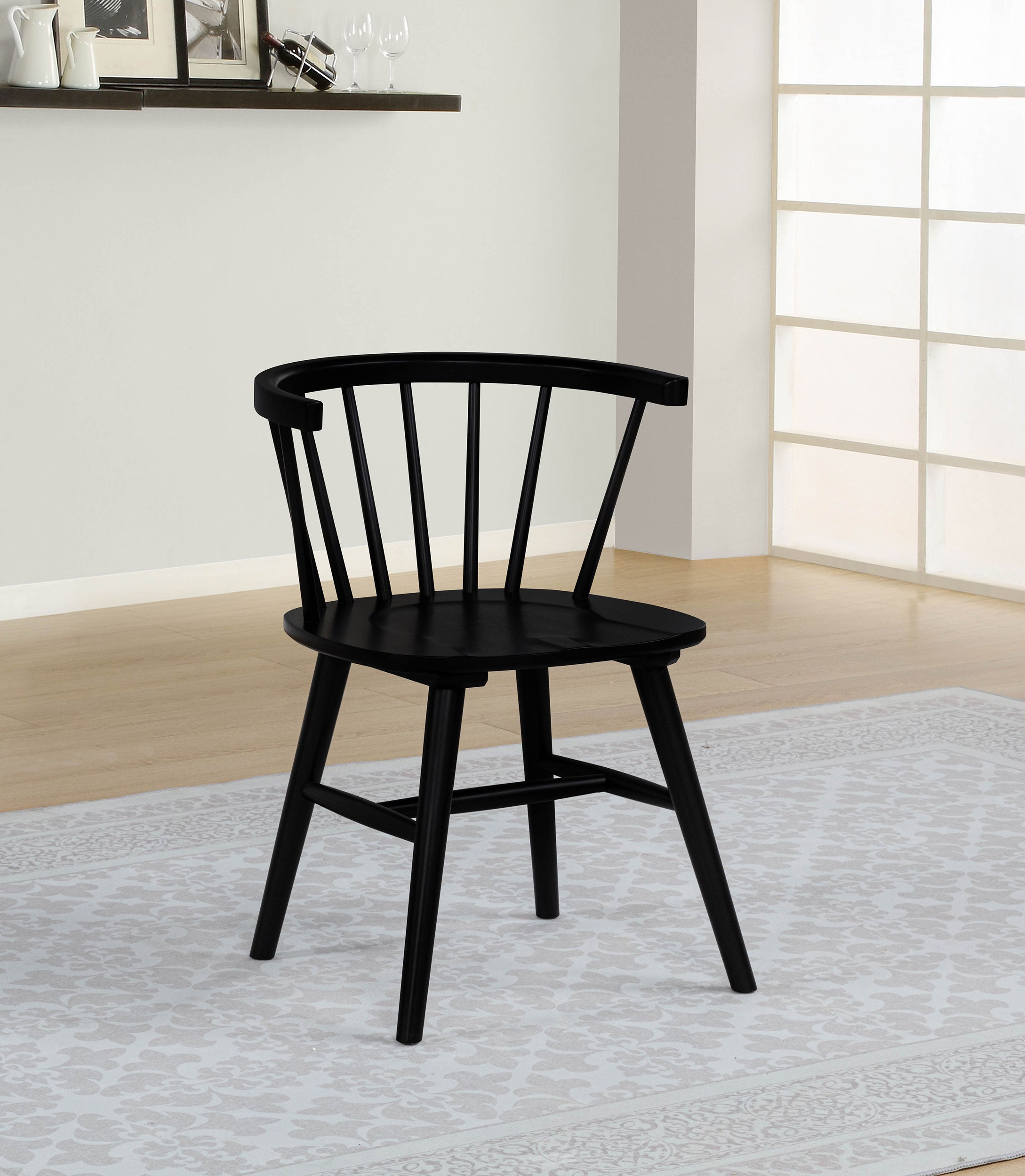 Jeffries Windsor Wood Dining Side Chair Black (Set of 2)-
