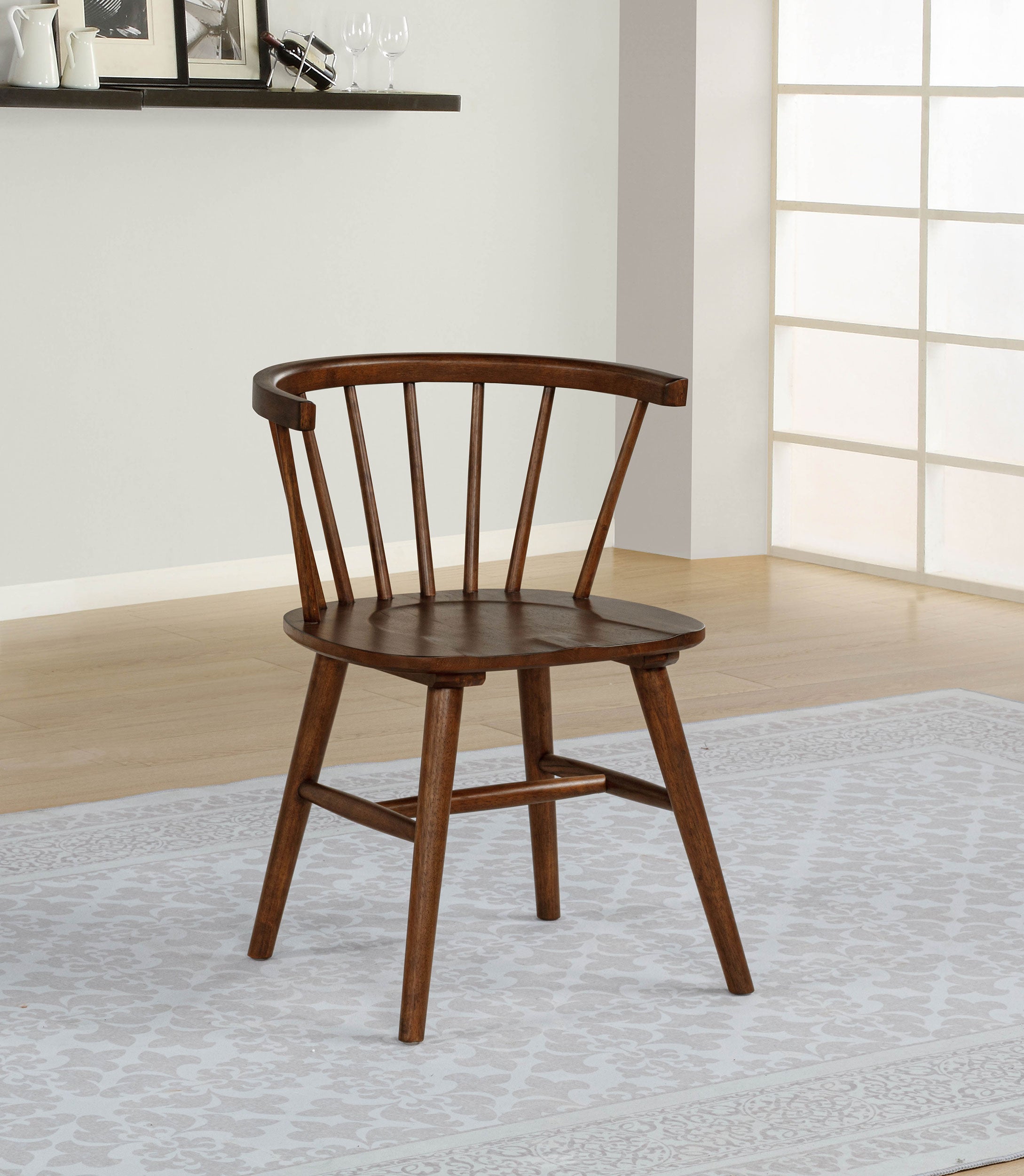 Jeffries Windsor Wood Dining Side Chair Walnut (Set of 2)-