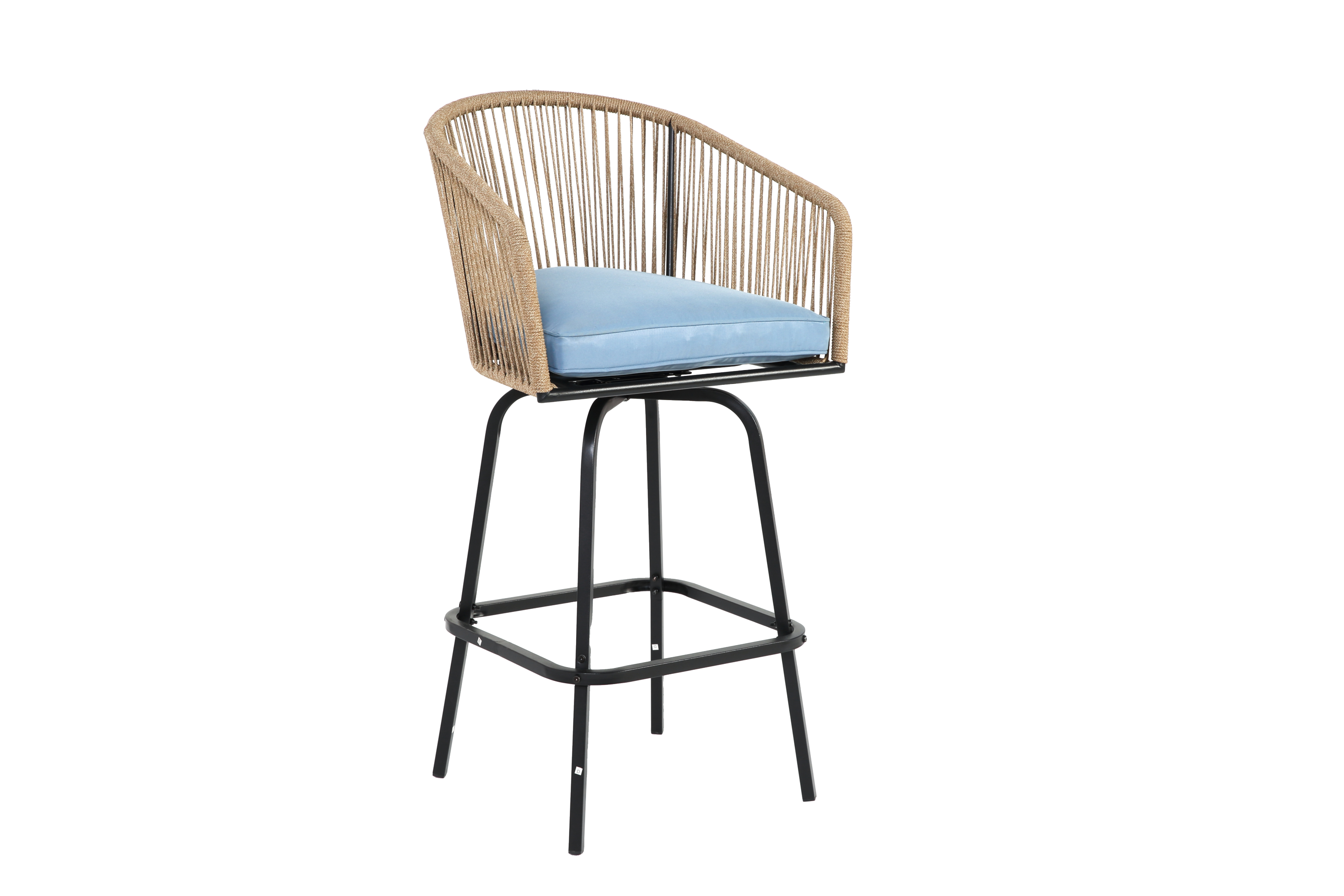 All-Weather Bar Stools with Elegant Woven Detailing – Set of Four