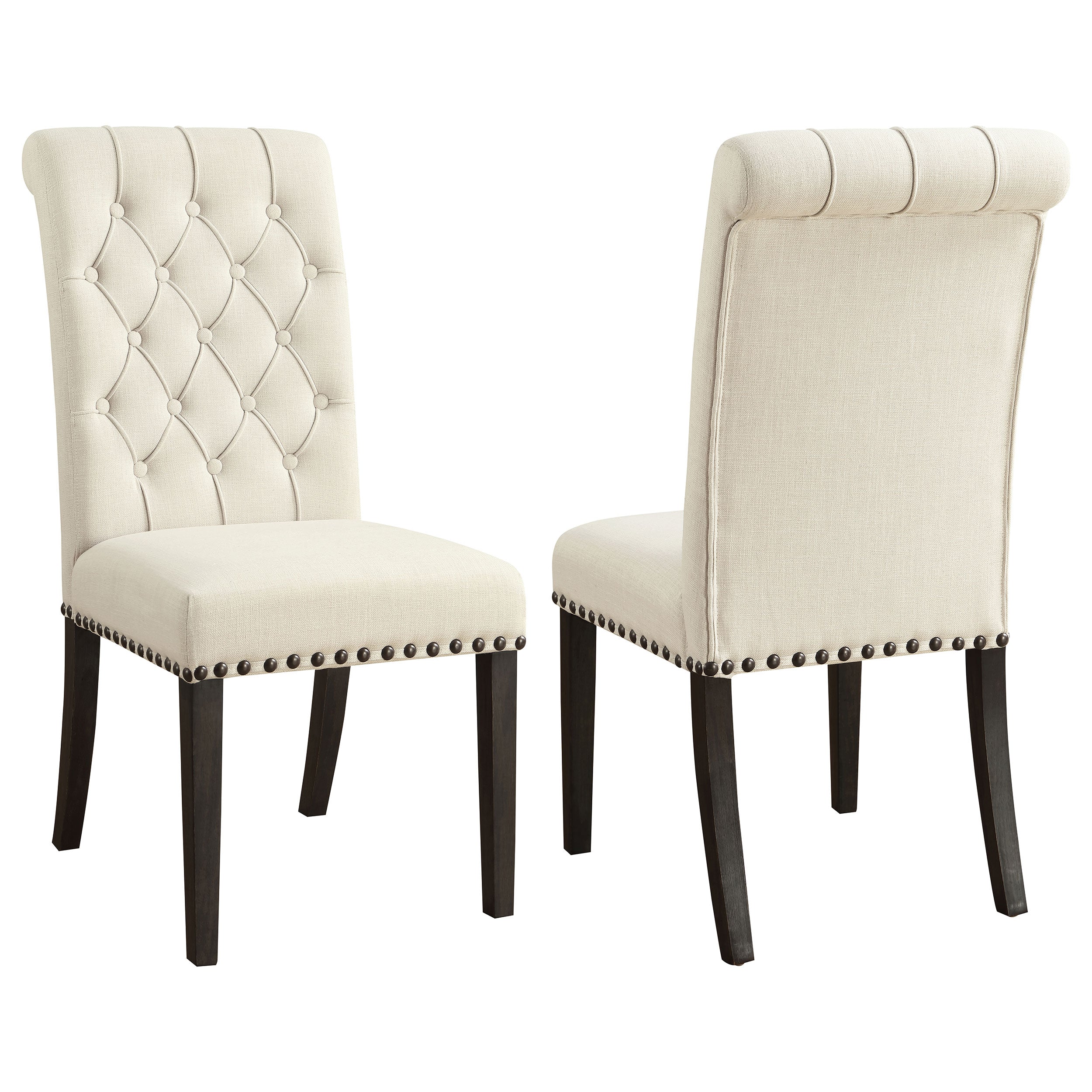 Alana Upholstered Dining Side Chair Beige Smokey Black (Set of 2)-CoasterElevations