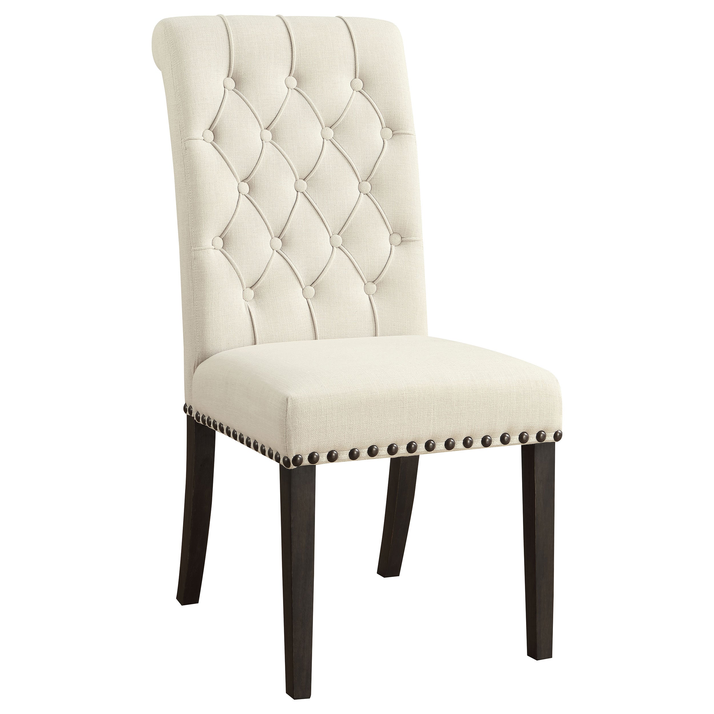Alana Upholstered Dining Side Chair Beige Smokey Black (Set of 2)-CoasterElevations