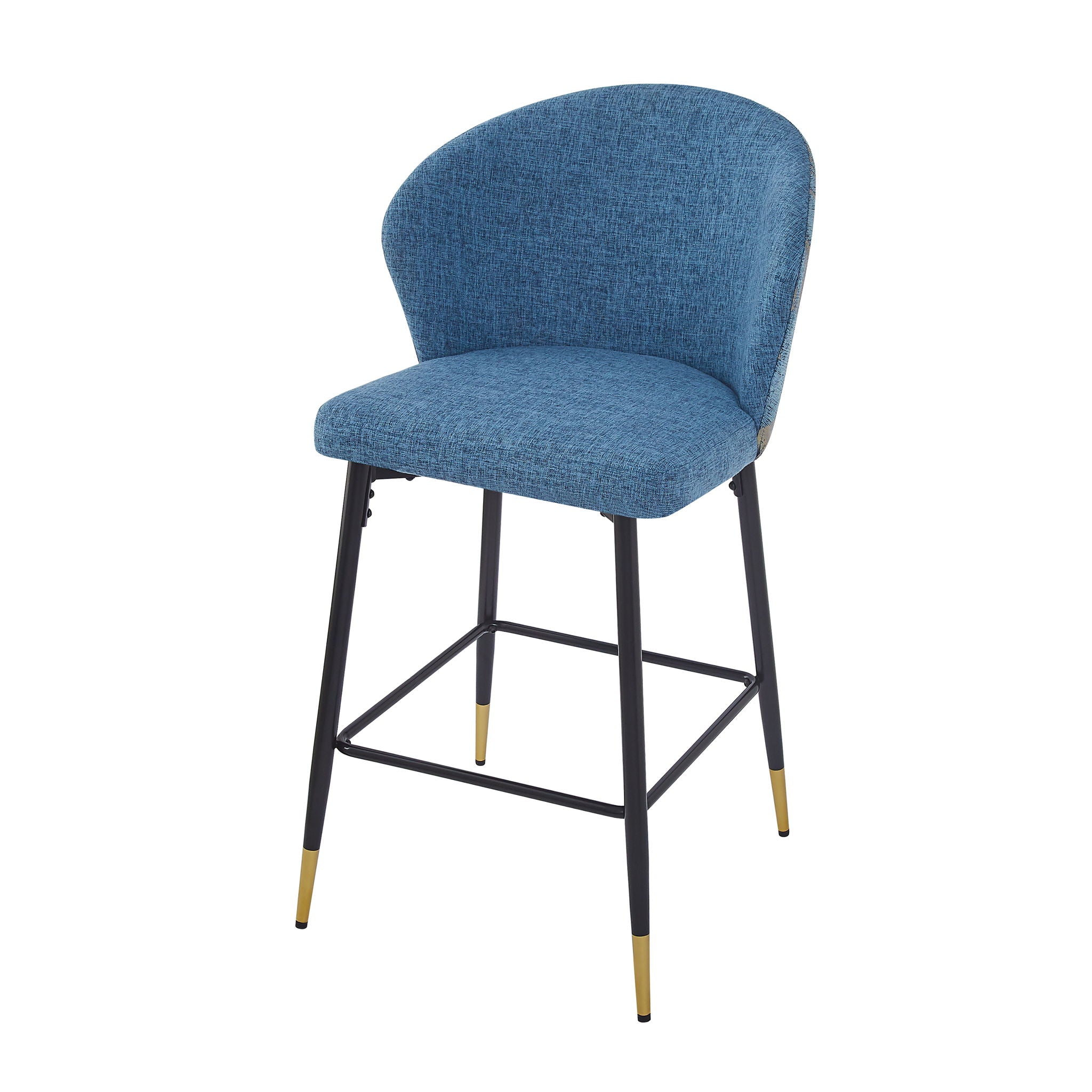 Counter Height Bar Stools (Set of 2), Jacquard Upholstered, Metal Footrest