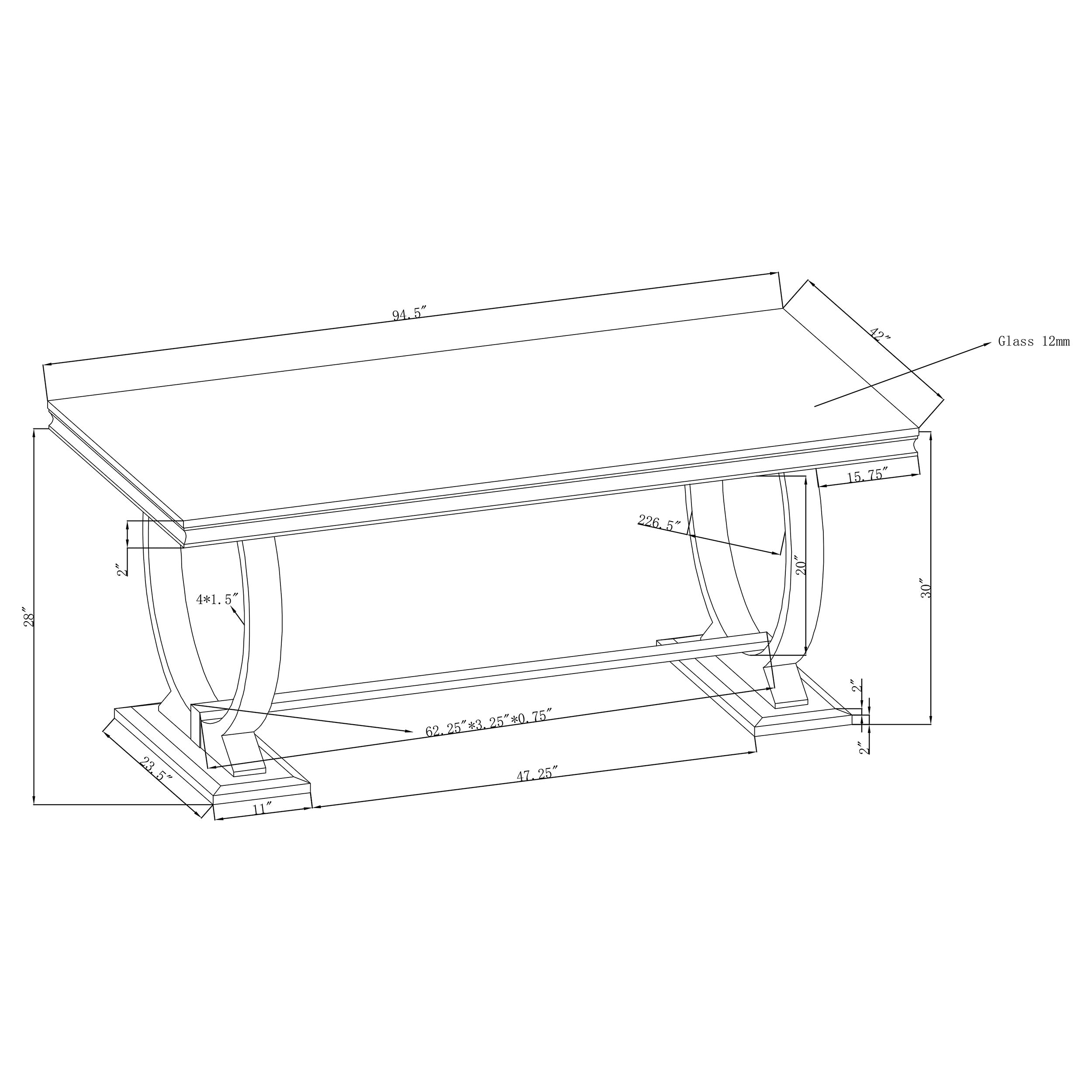 Antoine Rectangular 95-inch Glass Top Dining Table Black-CoasterElevations