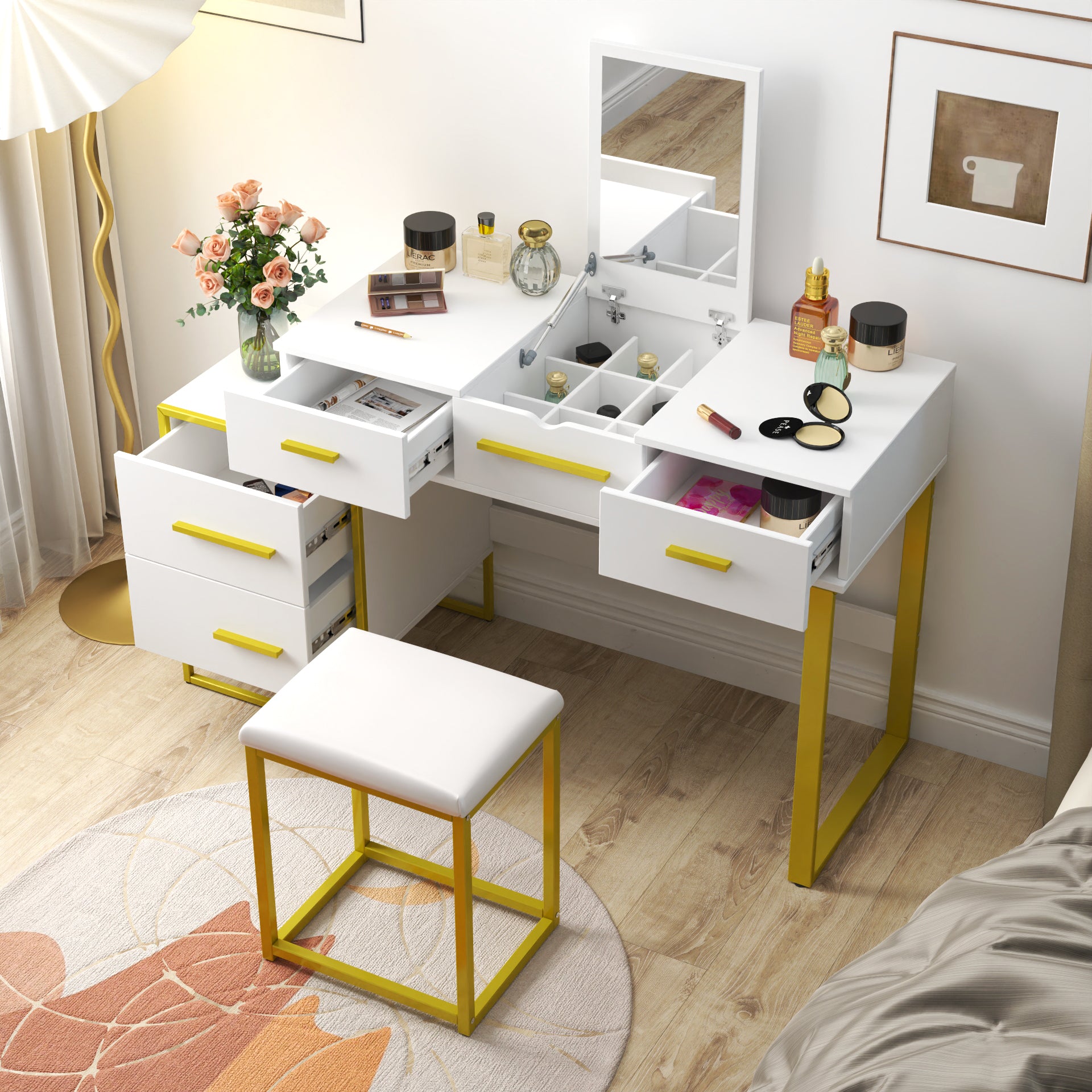 Makeup Vanity Set with Stool